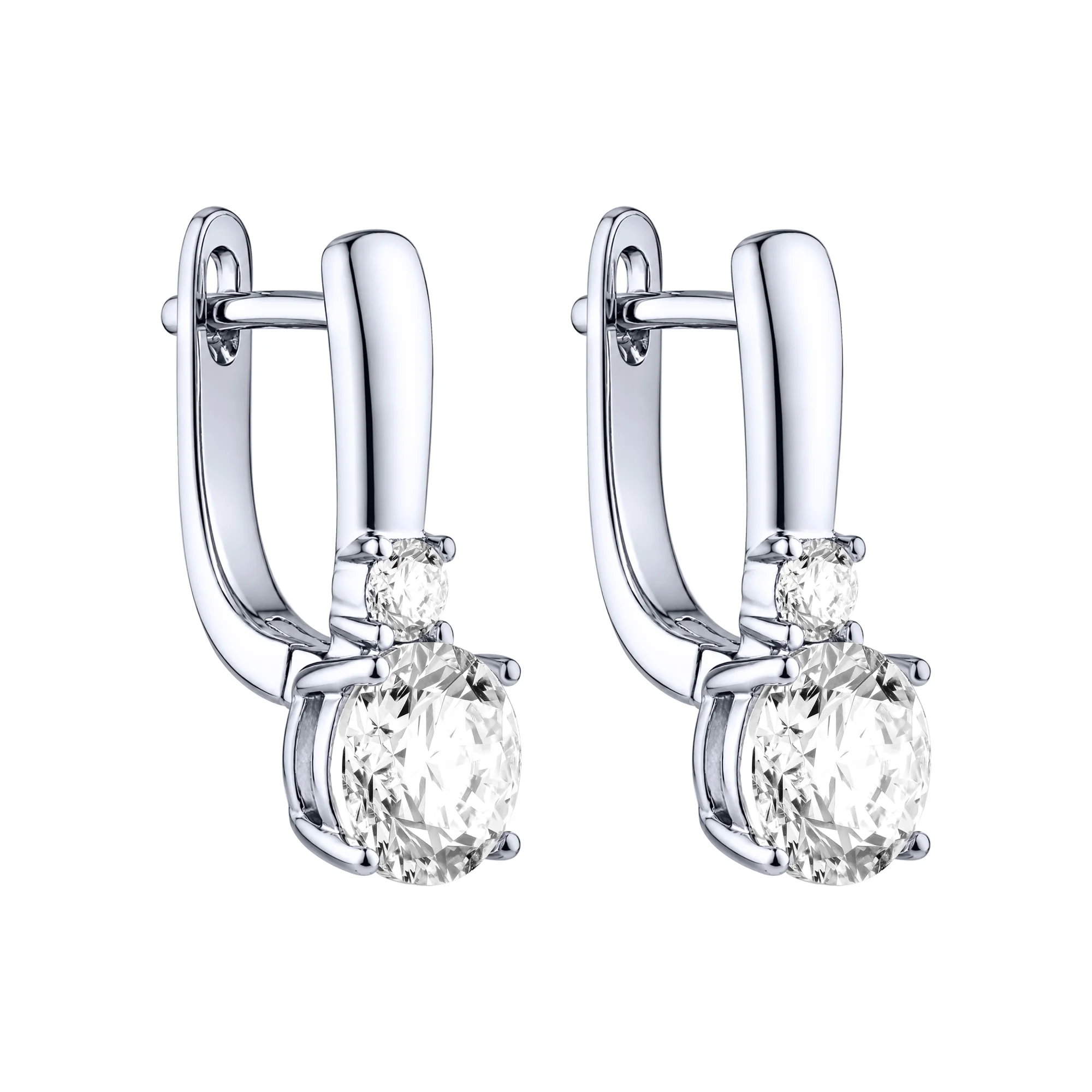 Серебряные серьги с фианитами  - 2260792 - 1
