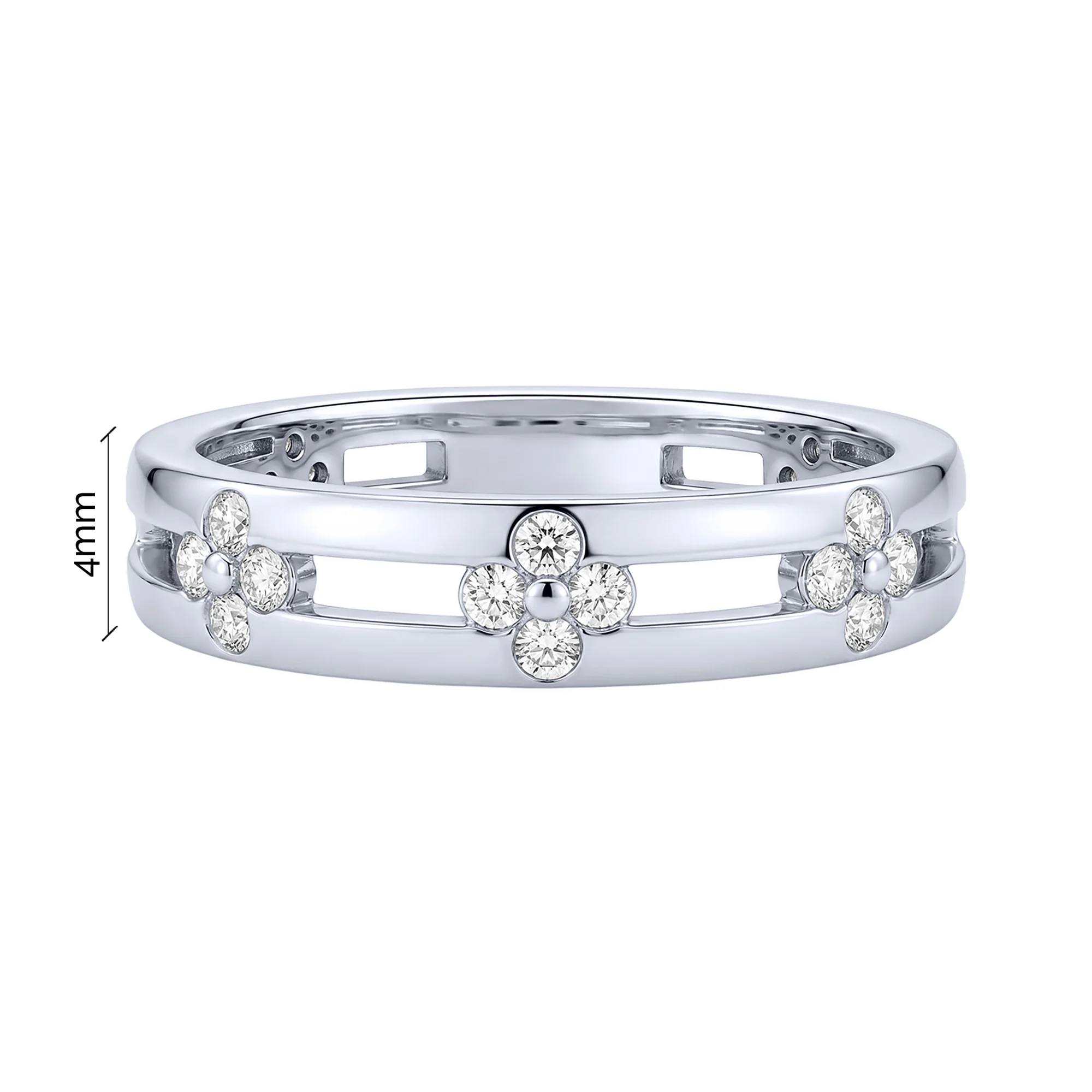 Кольцо из серебра "Цветок" с фианитами - 2287773 - 4