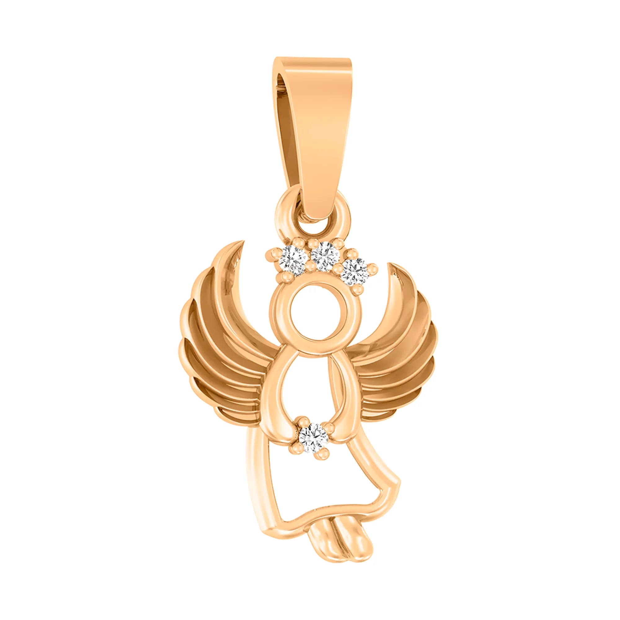 Подвеска "Ангел" из красного золота с фианитом - 967407 – изображение 1