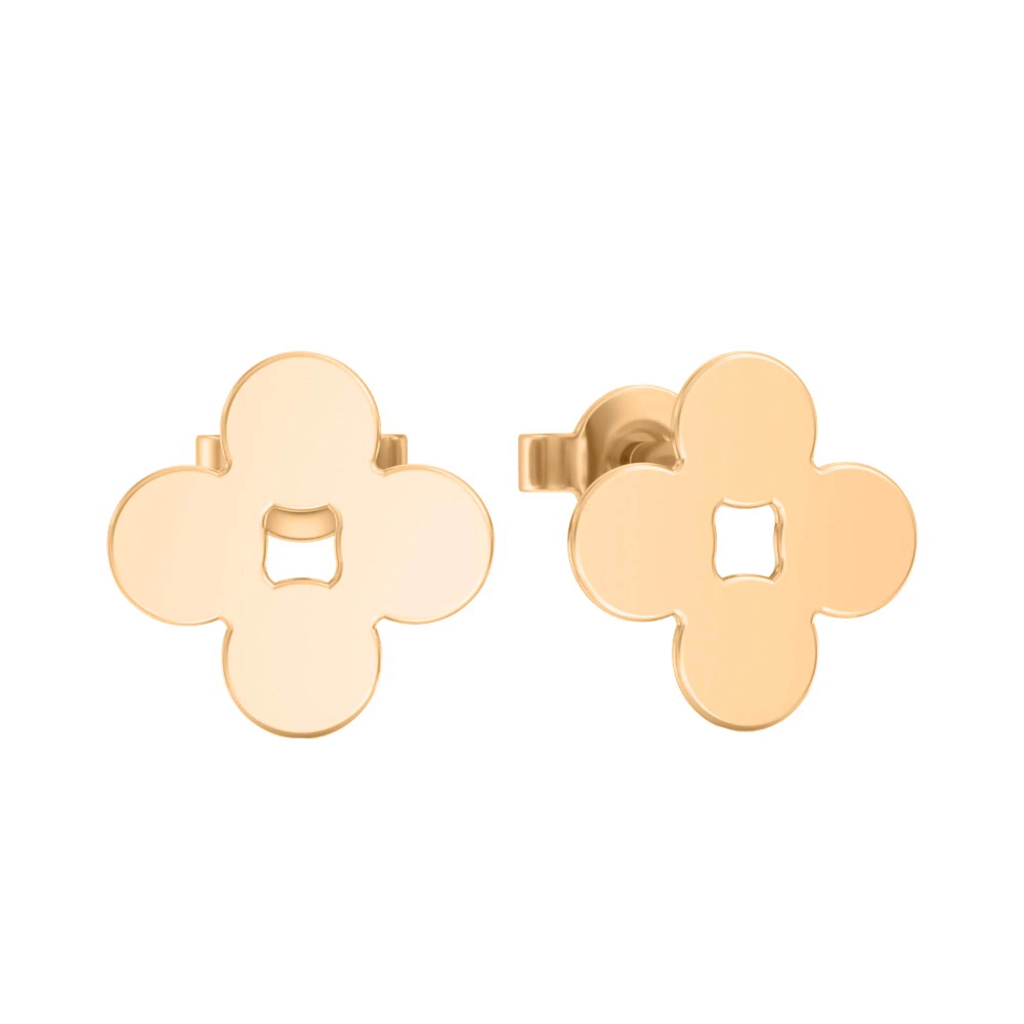 Серьги-гвоздики золотые "Клевер" - 1635561 – изображение 1