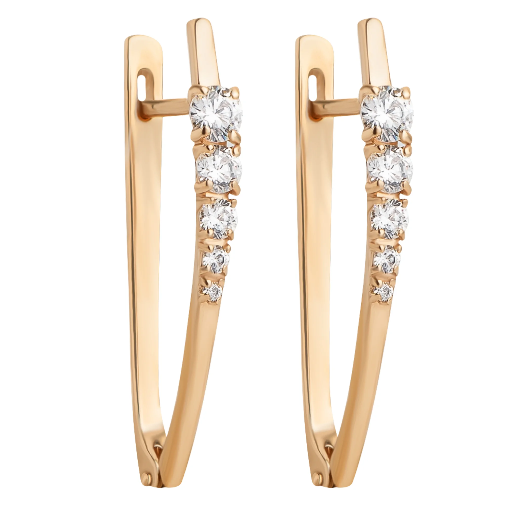 Сережки из красного золота с фианитами - 952494 - 2