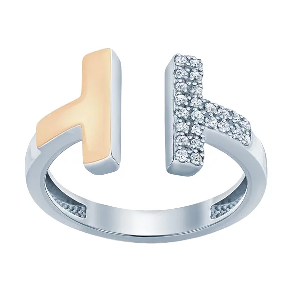 Серебряное кольцо с позолотой и фианитом. Артикул 7201/500693-ЗНР: цена, отзывы, фото – купить в интернет-магазине AURUM