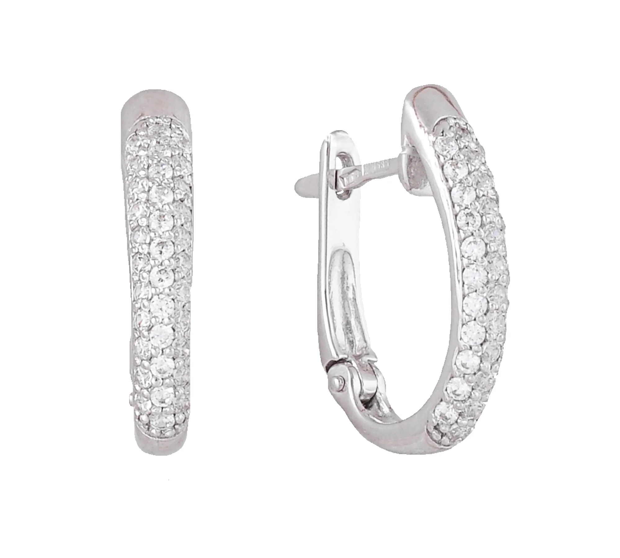 Сережки из белого золота с фианитами - 771736 - 1