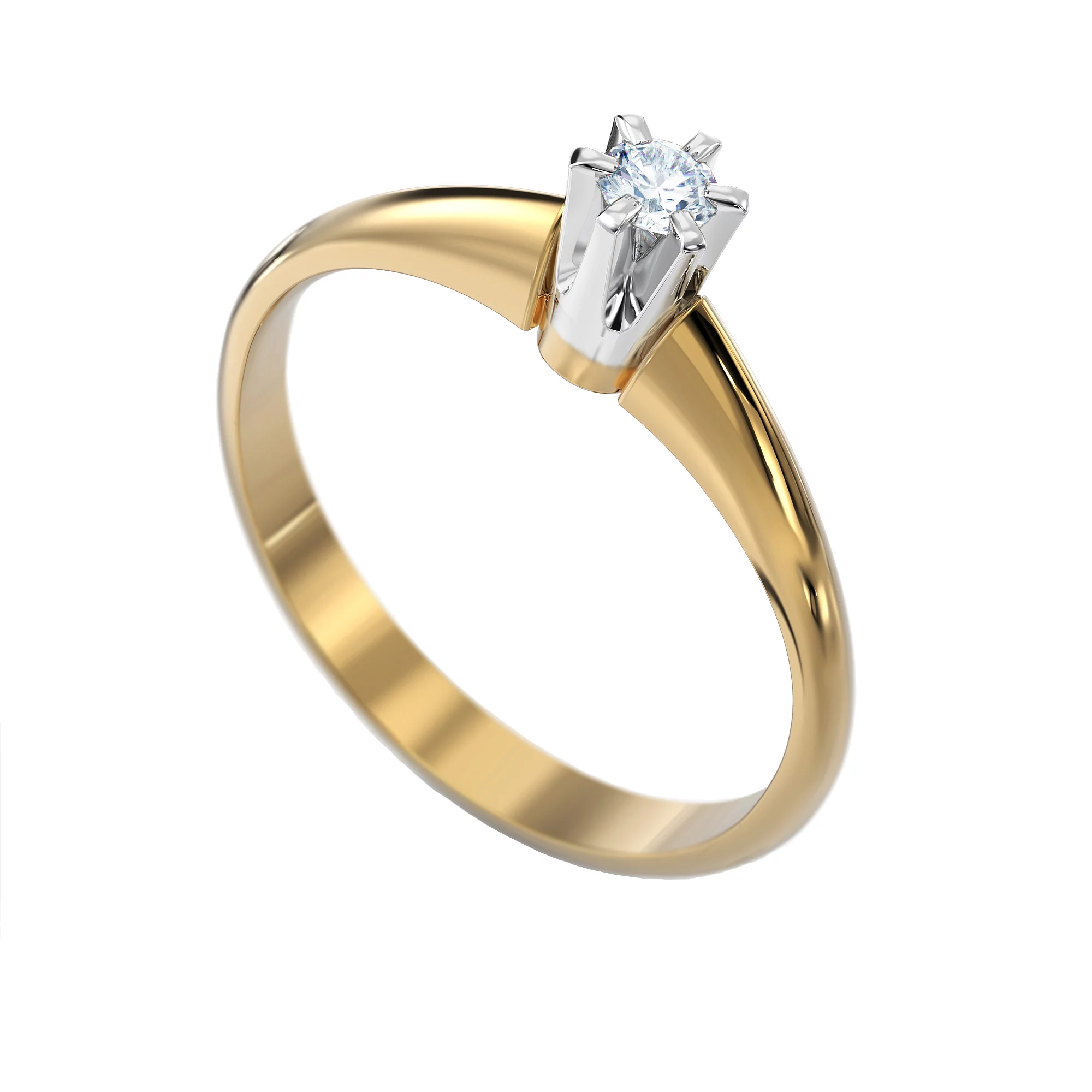 Золотое кольцо с бриллиантом - 538253 – изображение 1