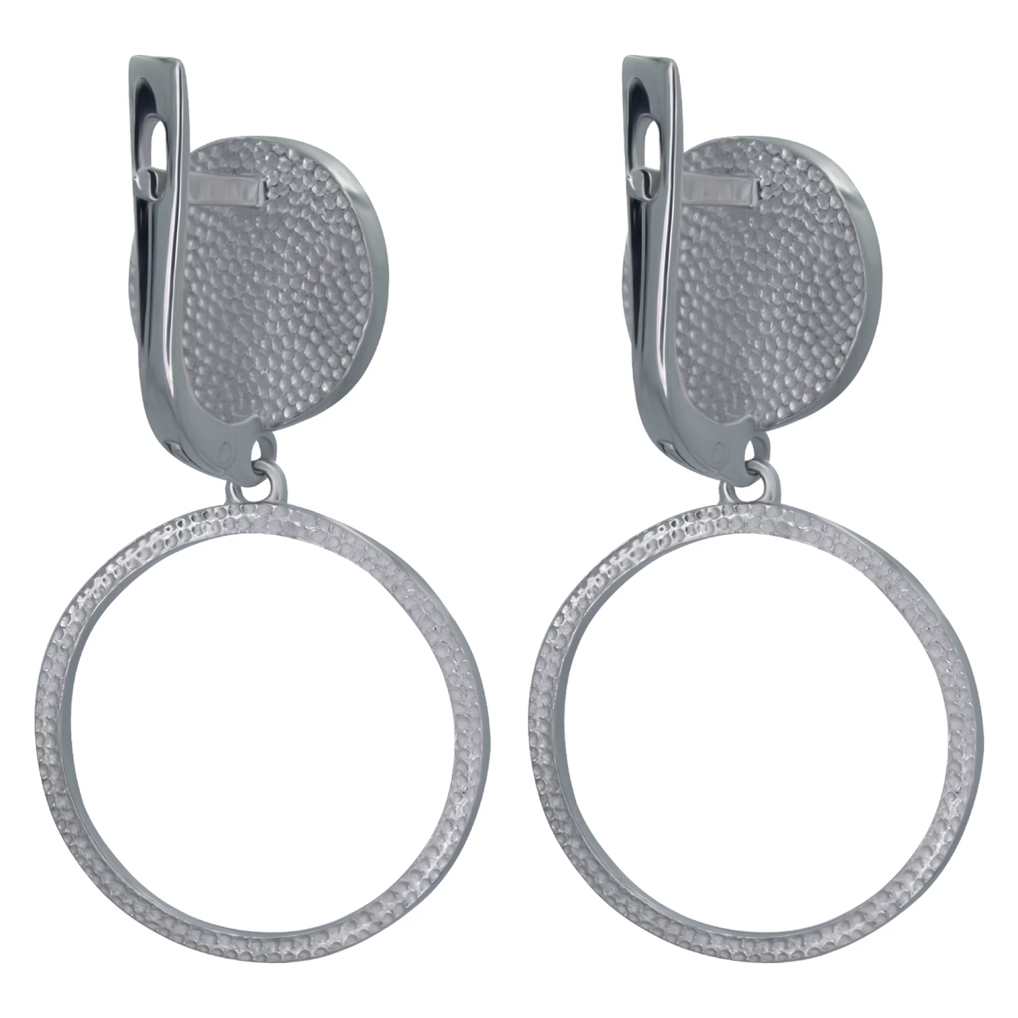 Сережки серебряные с эмалью с подвесами "Кольца" - 907527 – изображение 2