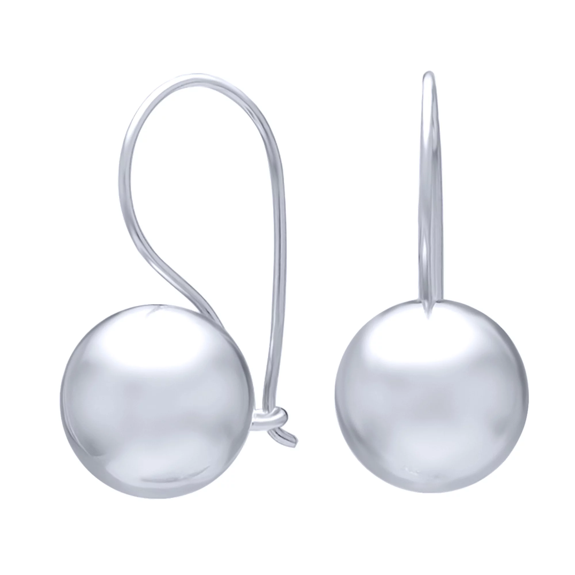 Срібні сережки-петлі з геометричними кулями - 1606435 – зображення 1