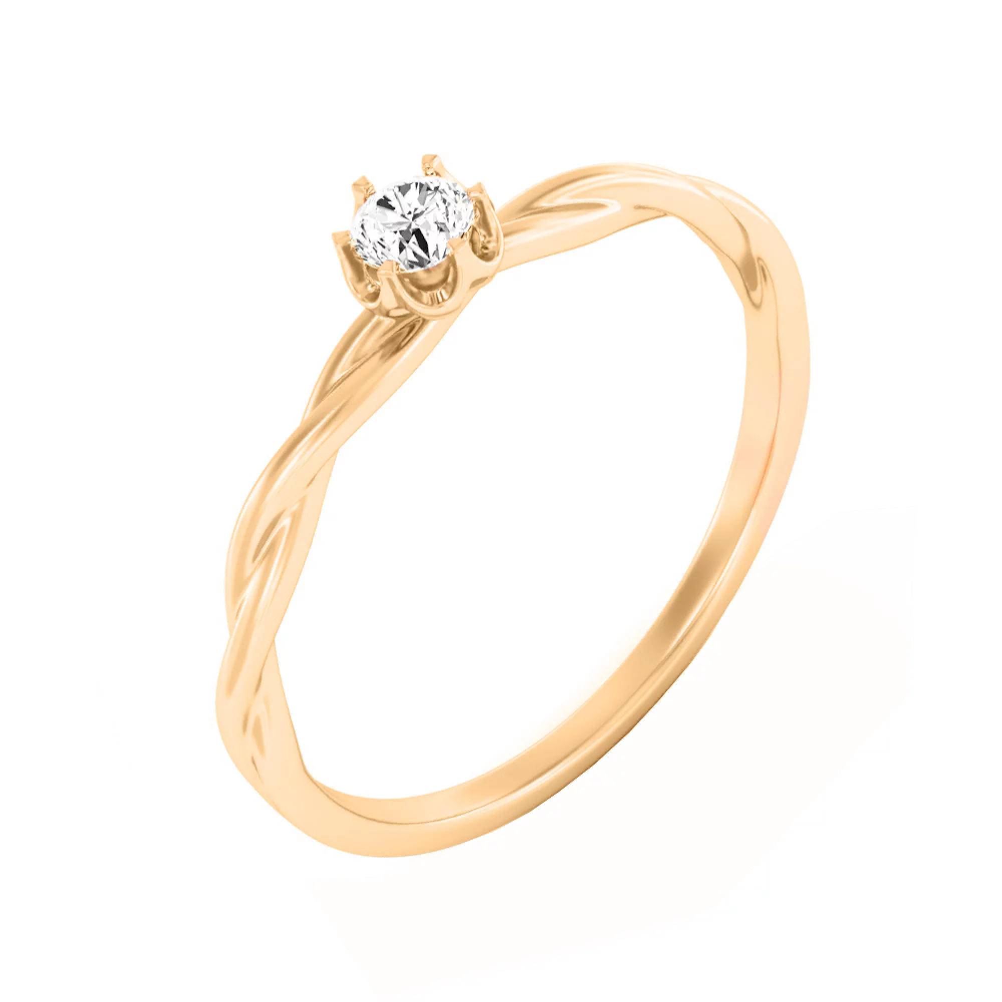 Золотое кольцо для помолвки с фианитом - 1635875 – изображение 1