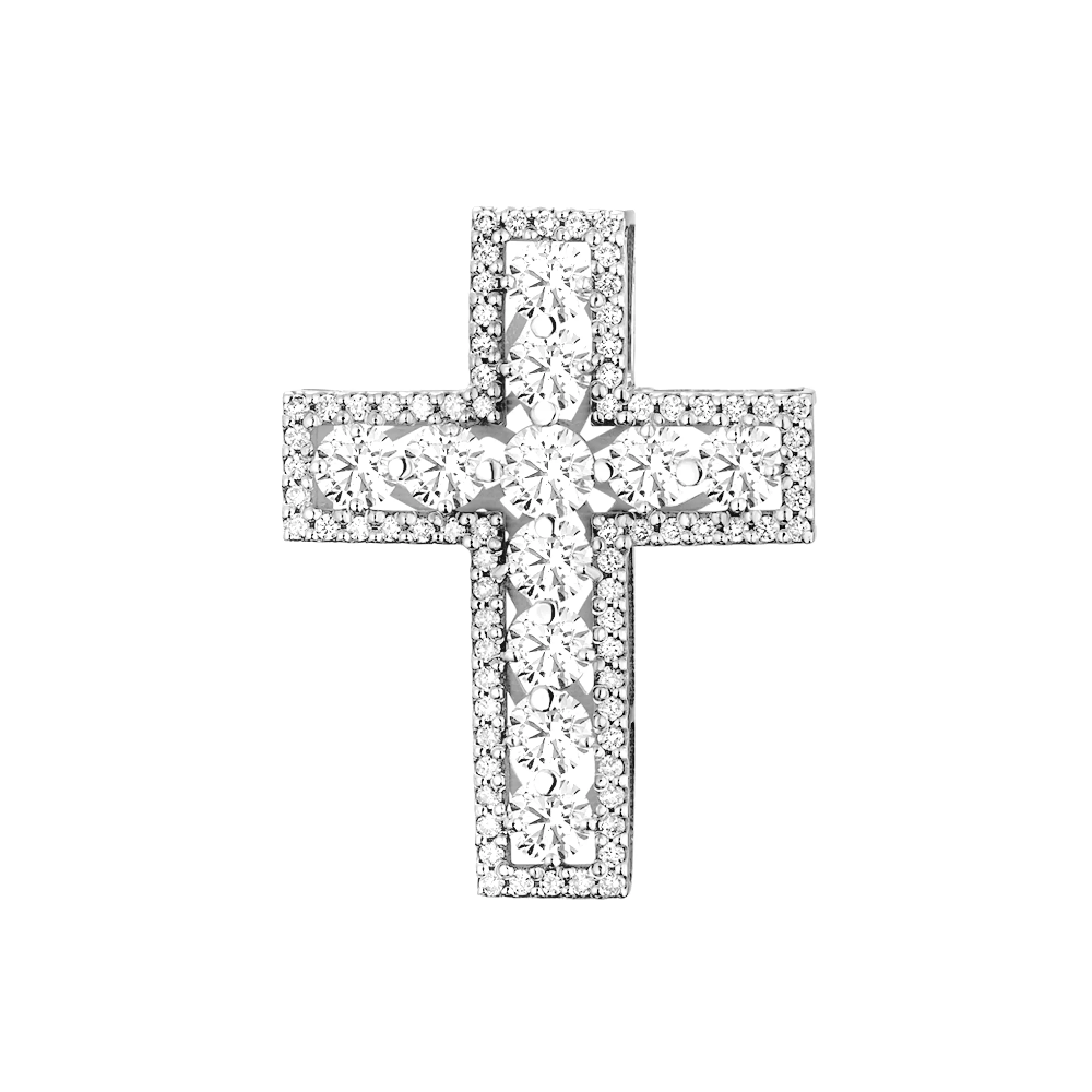 Хрестик із білого золота з діамантами - 421352 – зображення 1