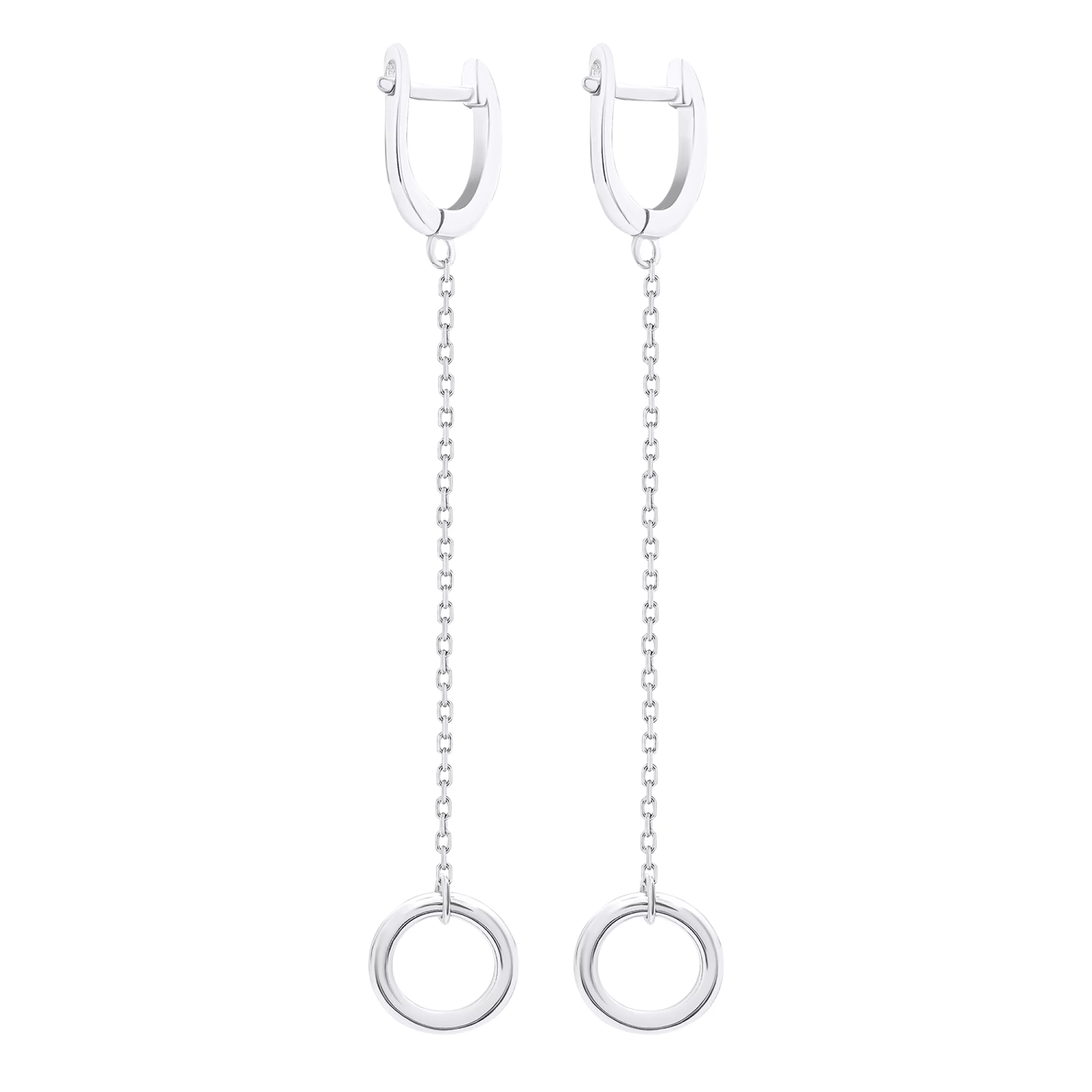 Срібні сережки з підвісками "Кільця" - 1520783 – зображення 2