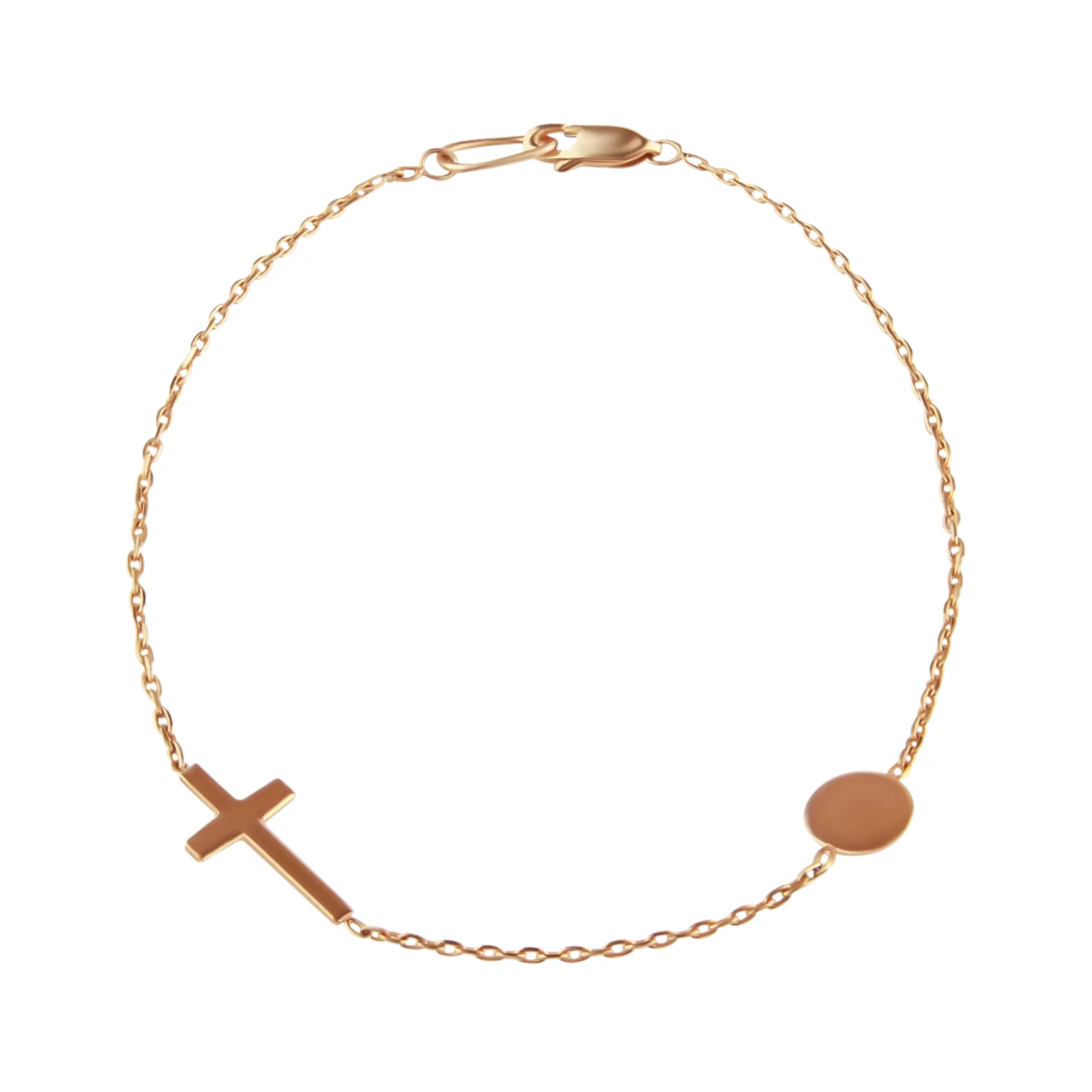 Золотой браслет "Крестик и Монетка" якорное плетение - 804518 – изображение 1