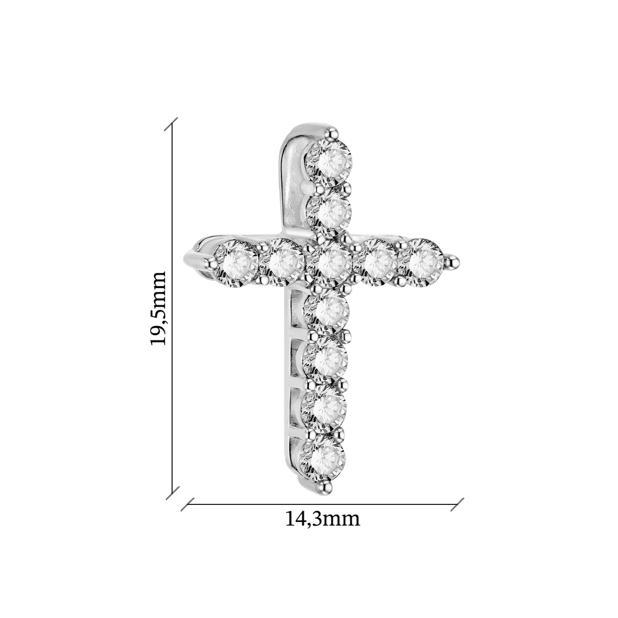 Декоративный крестик из белого золота с бриллиантами - 1552899 – изображение 2