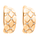 Сережки широкие из красного золота с фианитами - 406792