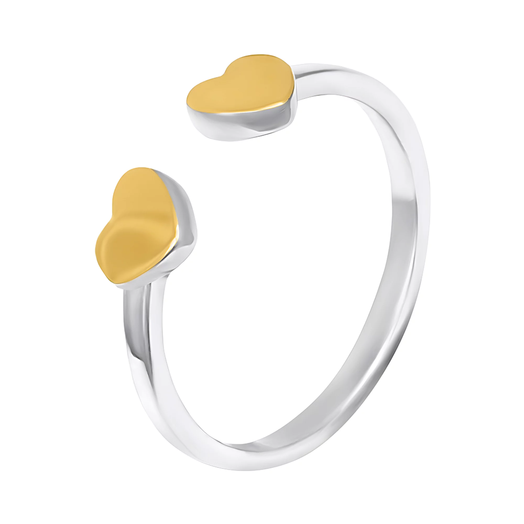 Серебряное фаланговое кольцо "Сердечки" с позолотой  - 1455523 – изображение 1