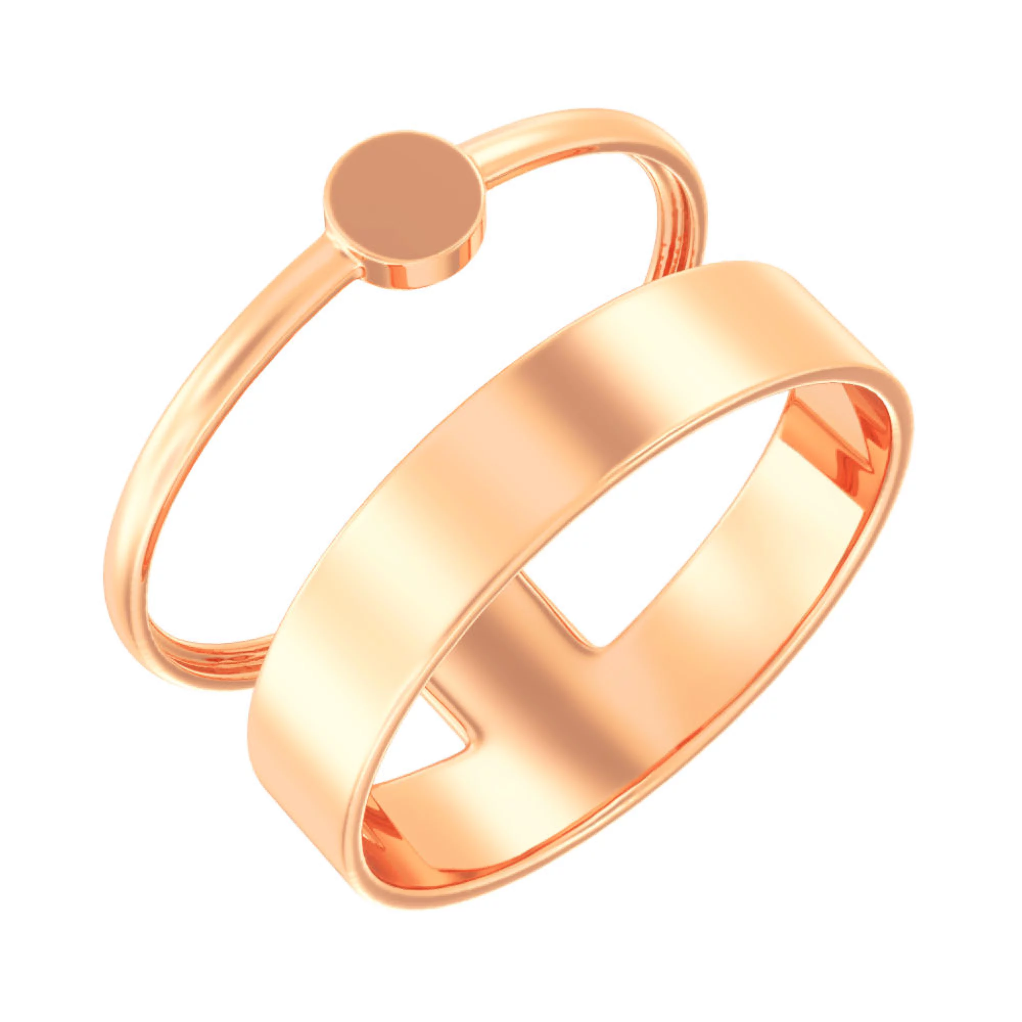 Двойное кольцо из красного золота - 973018 – изображение 1