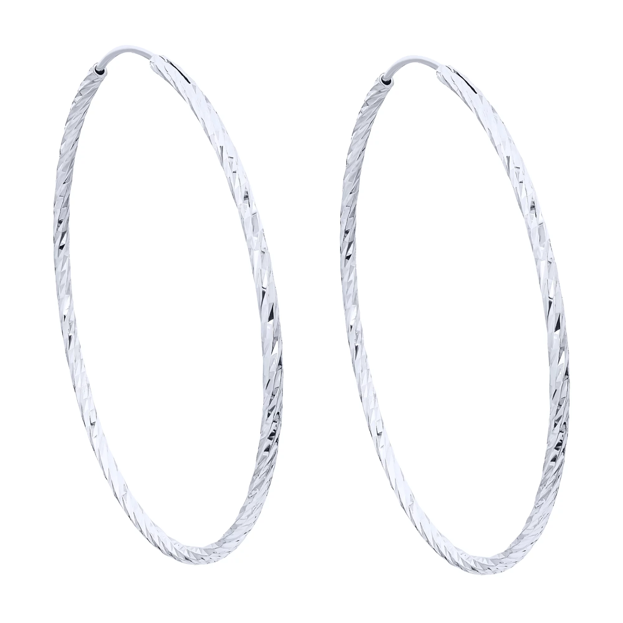 Сережки-кільця срібні з родіюванням - 1626321 – зображення 1