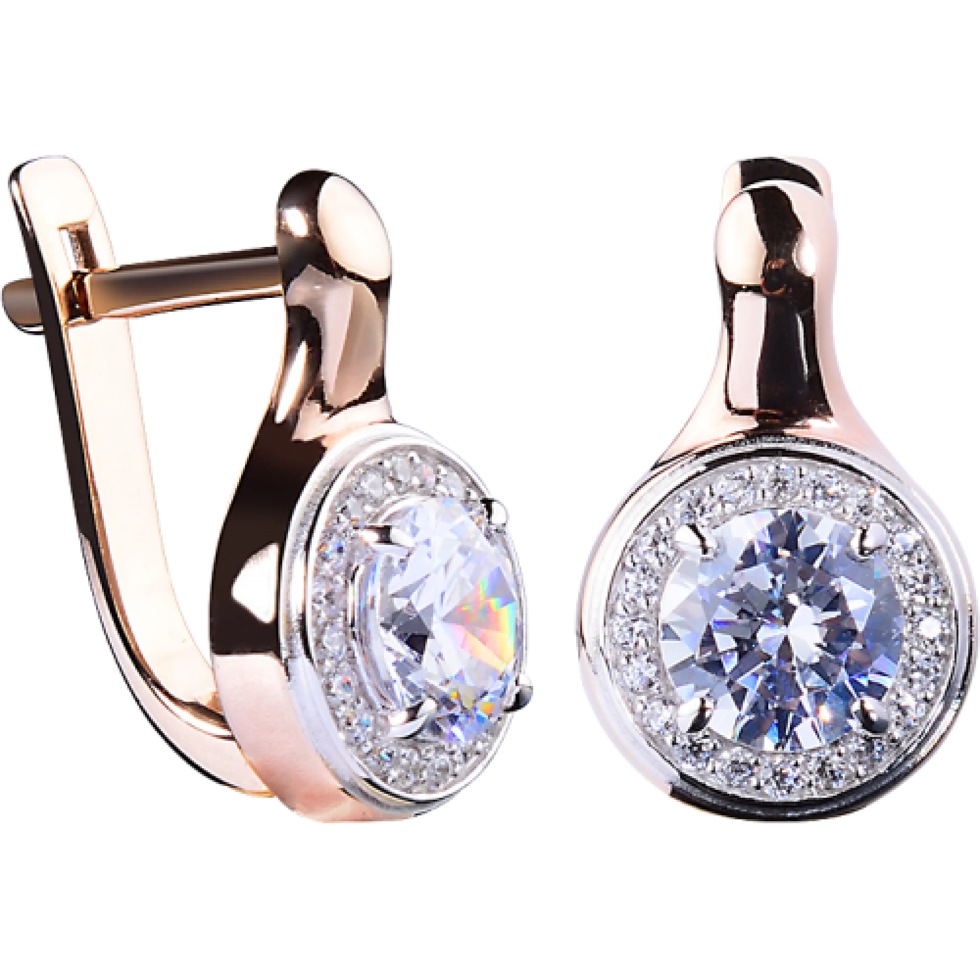 Серьги с фианитами в красном золоте - 406639 - 1