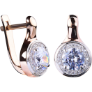 Серьги с фианитами в красном золоте - 406639