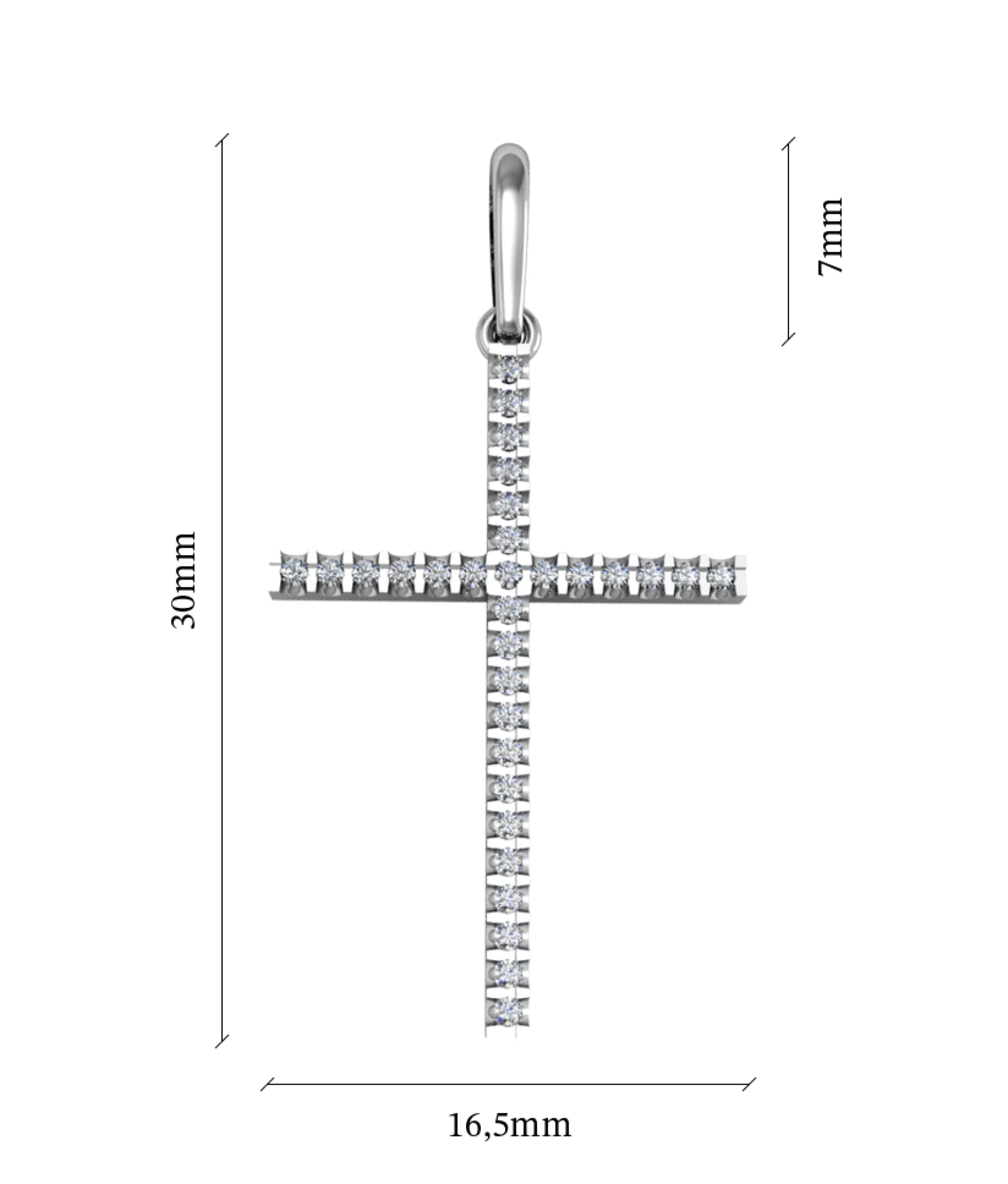 Крестик из белого золота с бриллиантами - 860461 – изображение 2