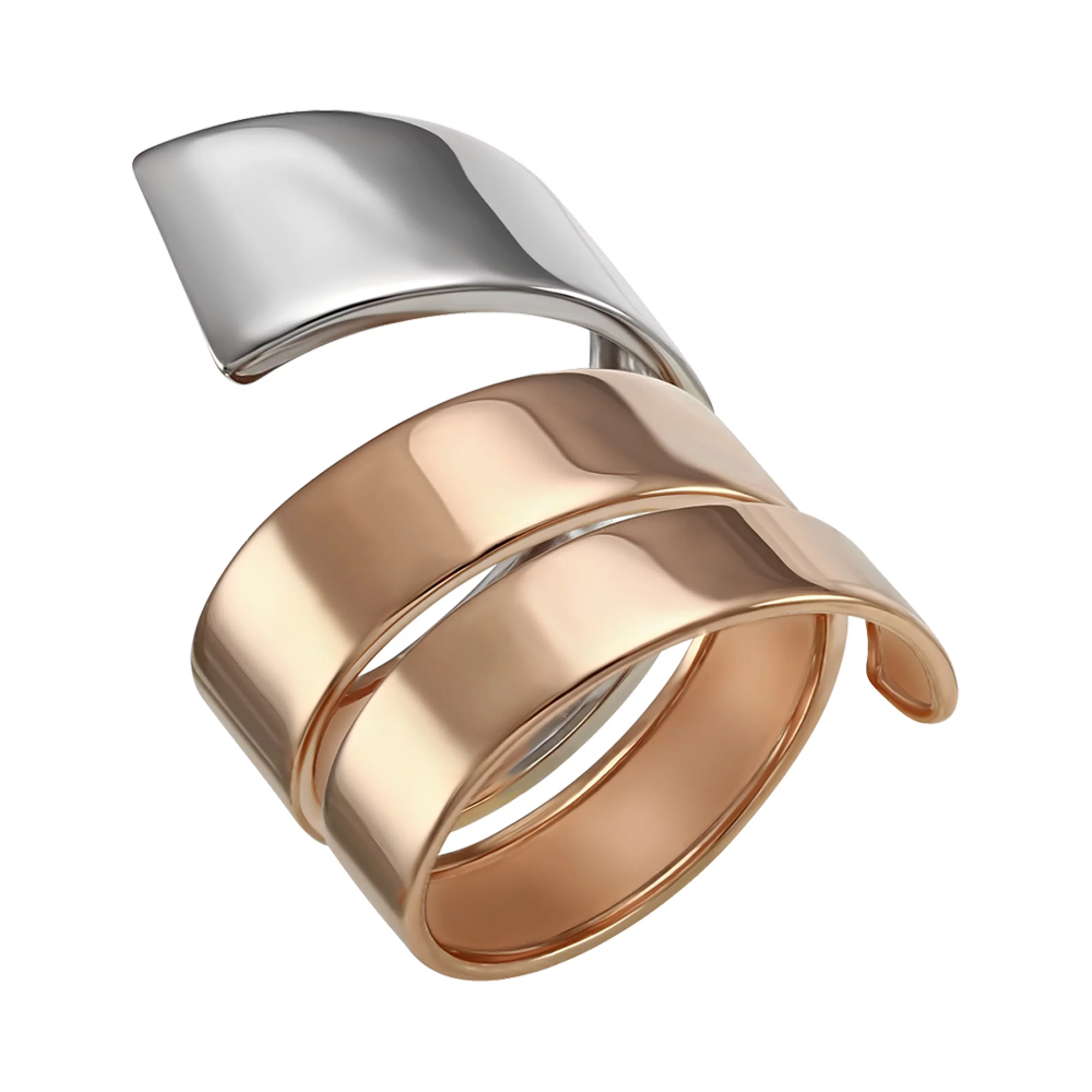 Кольцо из комбинированного золота Пружина - 494707 – изображение 1