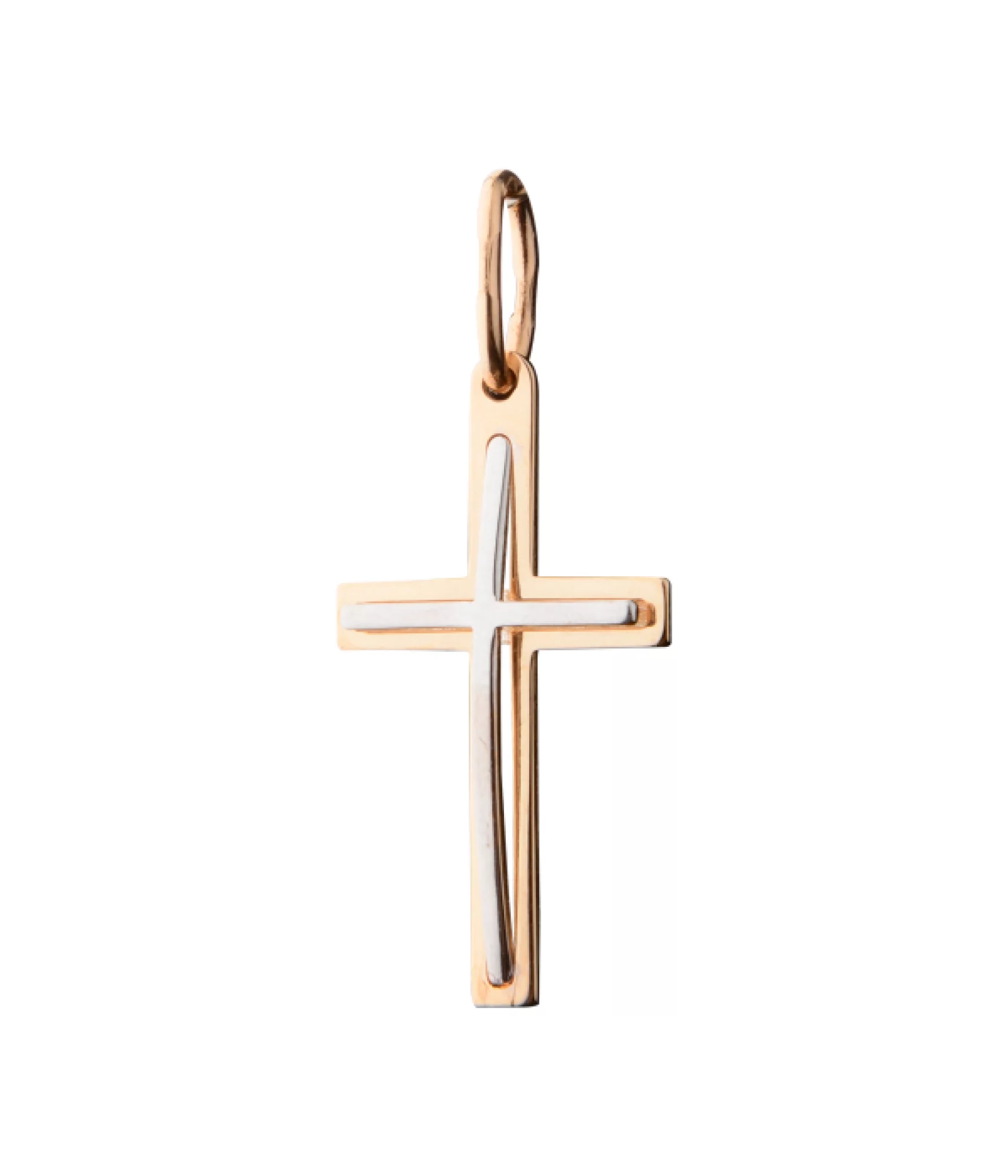 Хрестик з комбінованого золота - 401674 – зображення 1