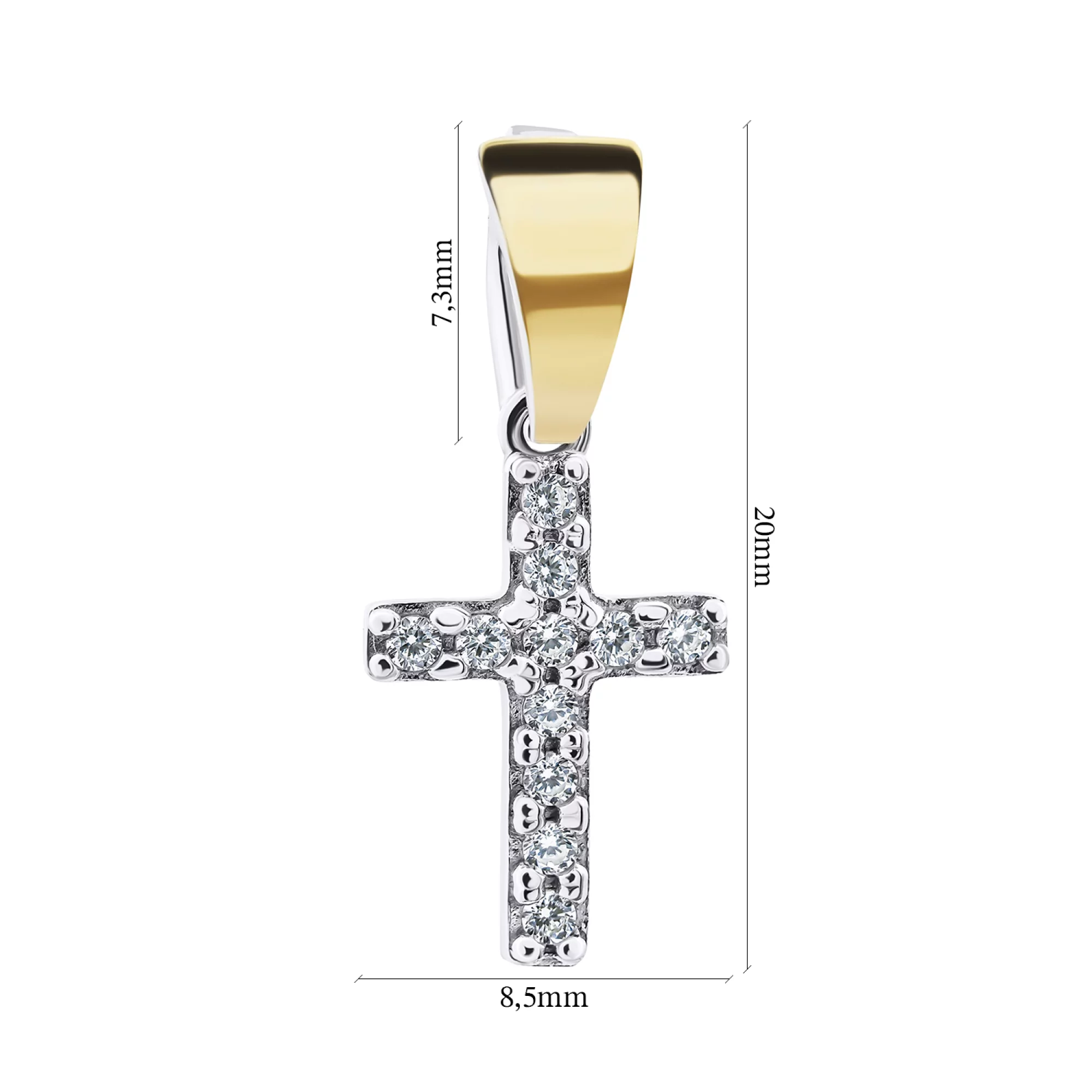 Серебряный крестик с дорожкой фианитов - 1520374 – изображение 2
