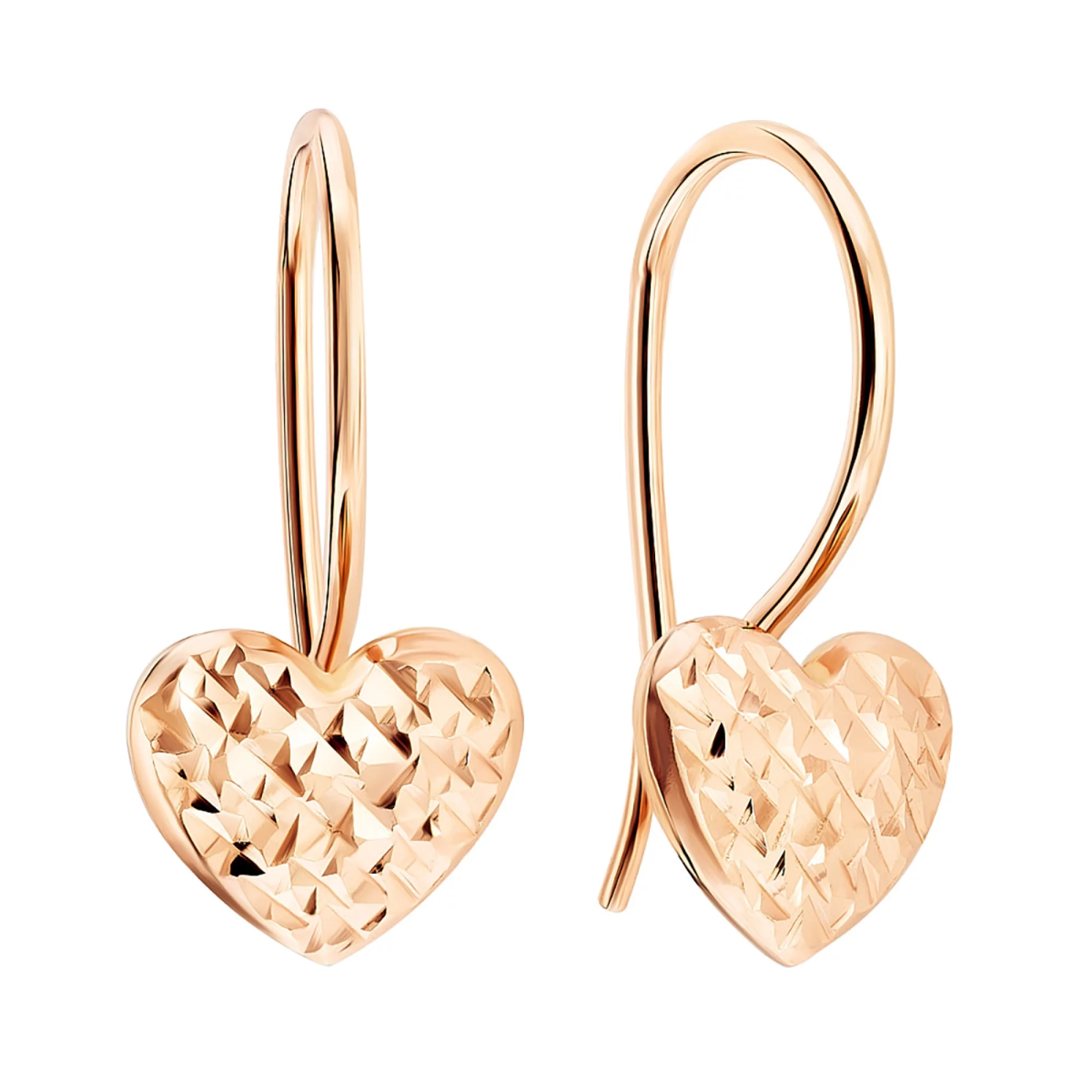 Золоті сережки-петлі Серце - 603570 – зображення 1