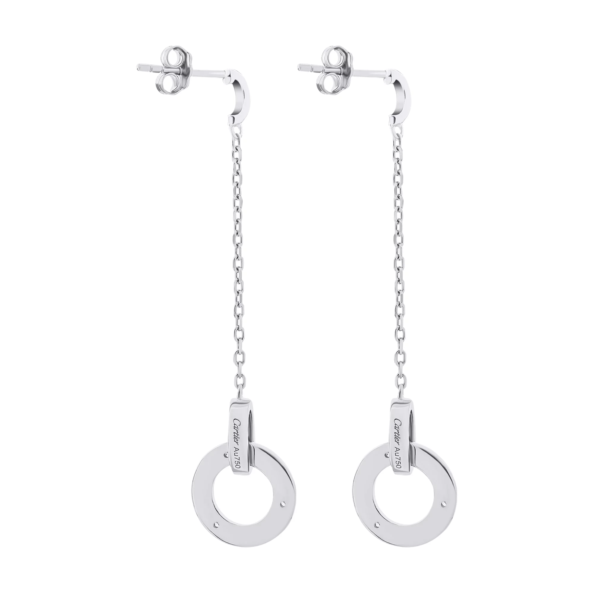 Сережки-гвоздики зі срібла з підвісами та фіанітами "Love" - 1502403 – зображення 2