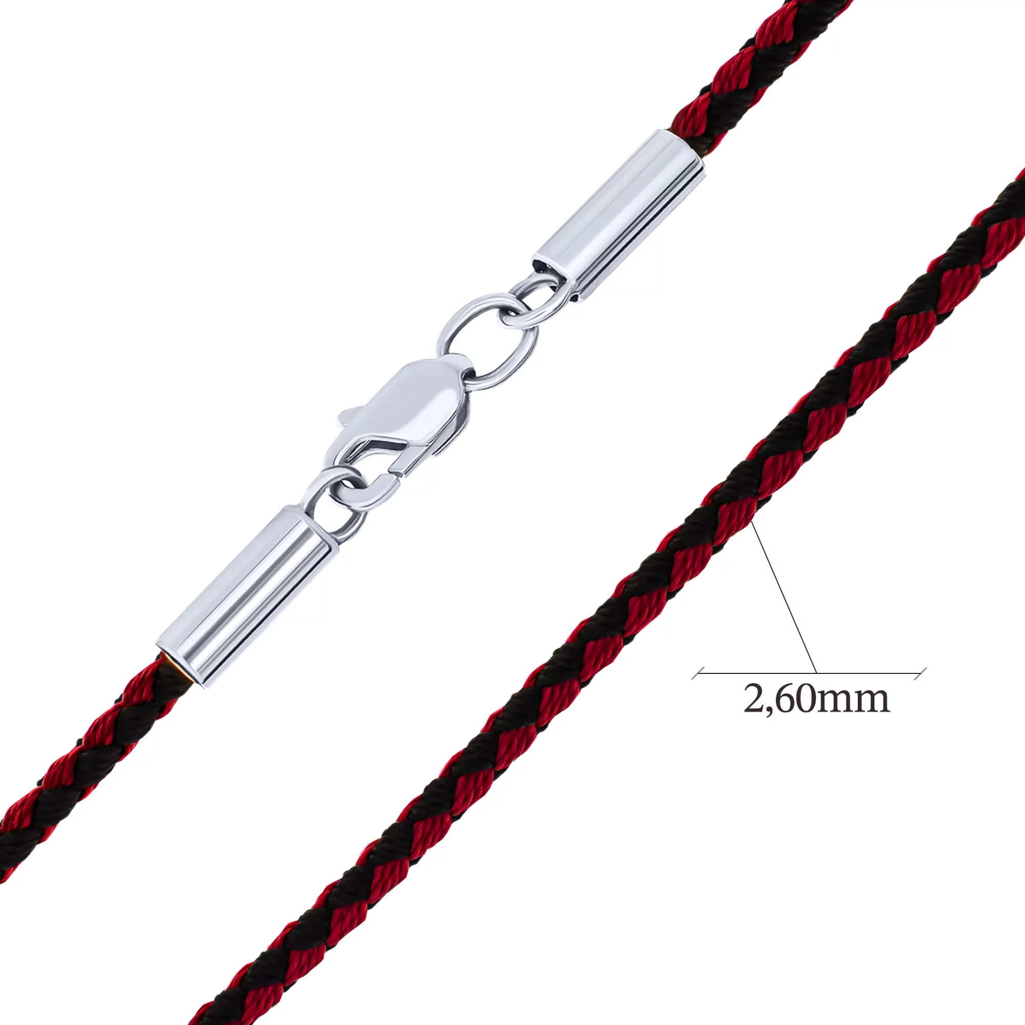 Ювелірний шнурок з червоного шовку та сріблом - 1609415 – зображення 2