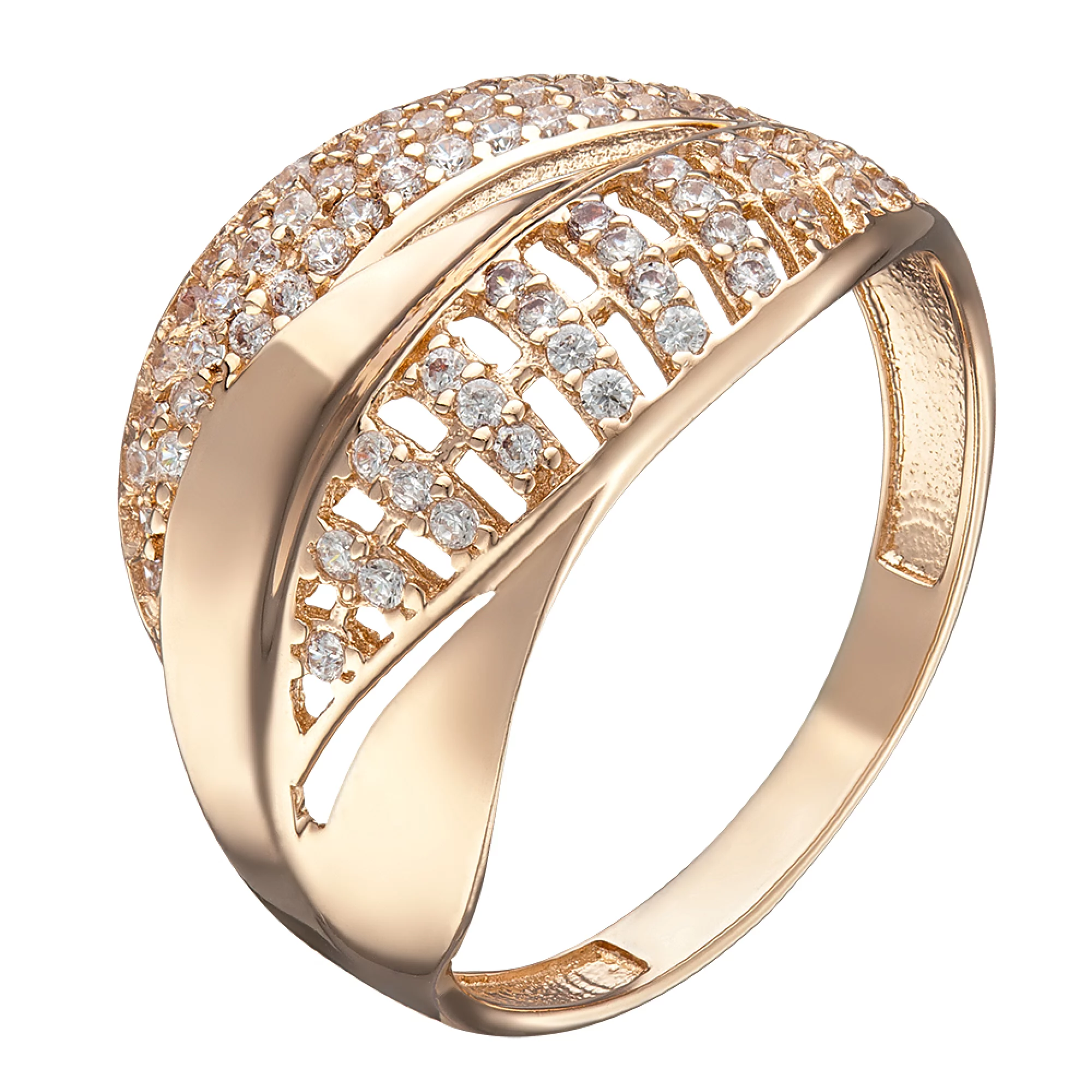 Золотое кольцо с фианитом - 521605 – изображение 1