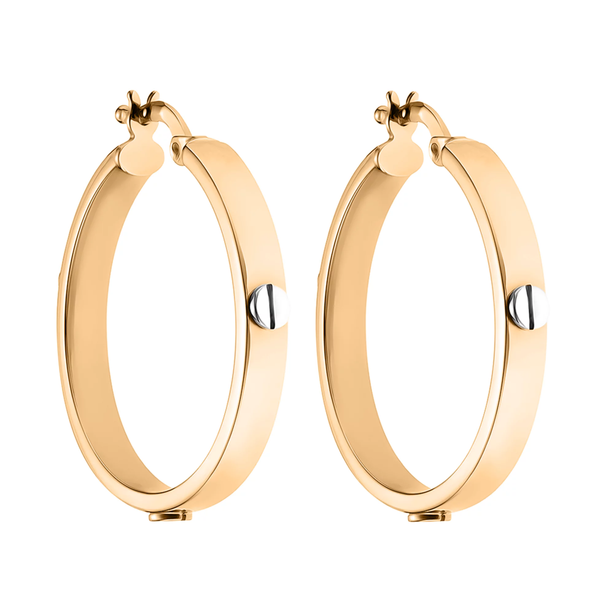 Сережки-кольца "Love" из красного золота - 1071555 – изображение 1