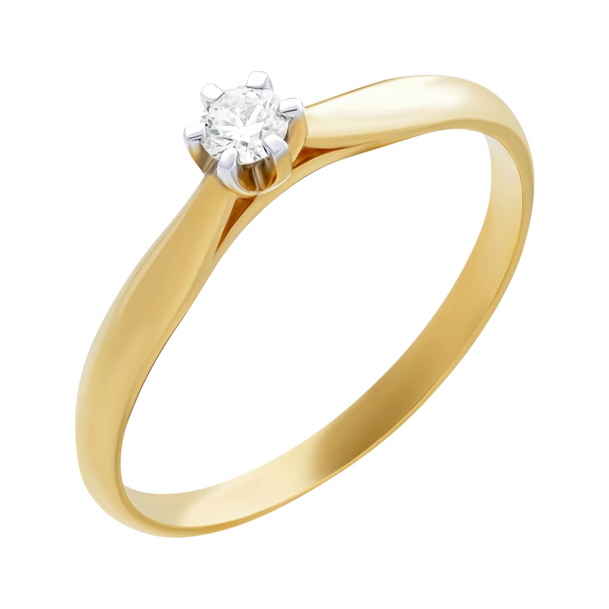 Кольцо из красного золота с бриллиантом - 512465 – изображение 1
