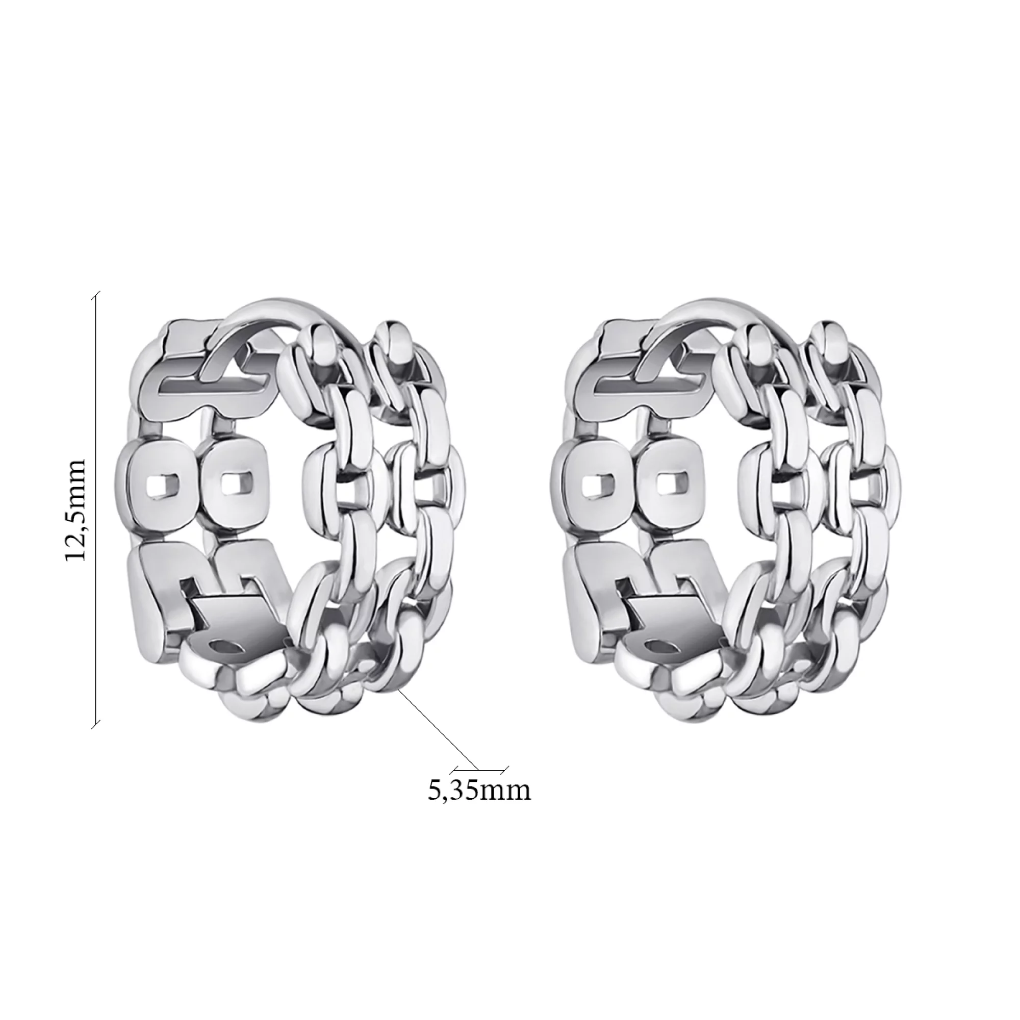 Сережки-кільця зі срібла "Ланцюг" - 961824 – зображення 2