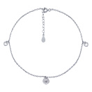 Браслет серебряный с фианитами "Сердце" с якорным плетением - 971444