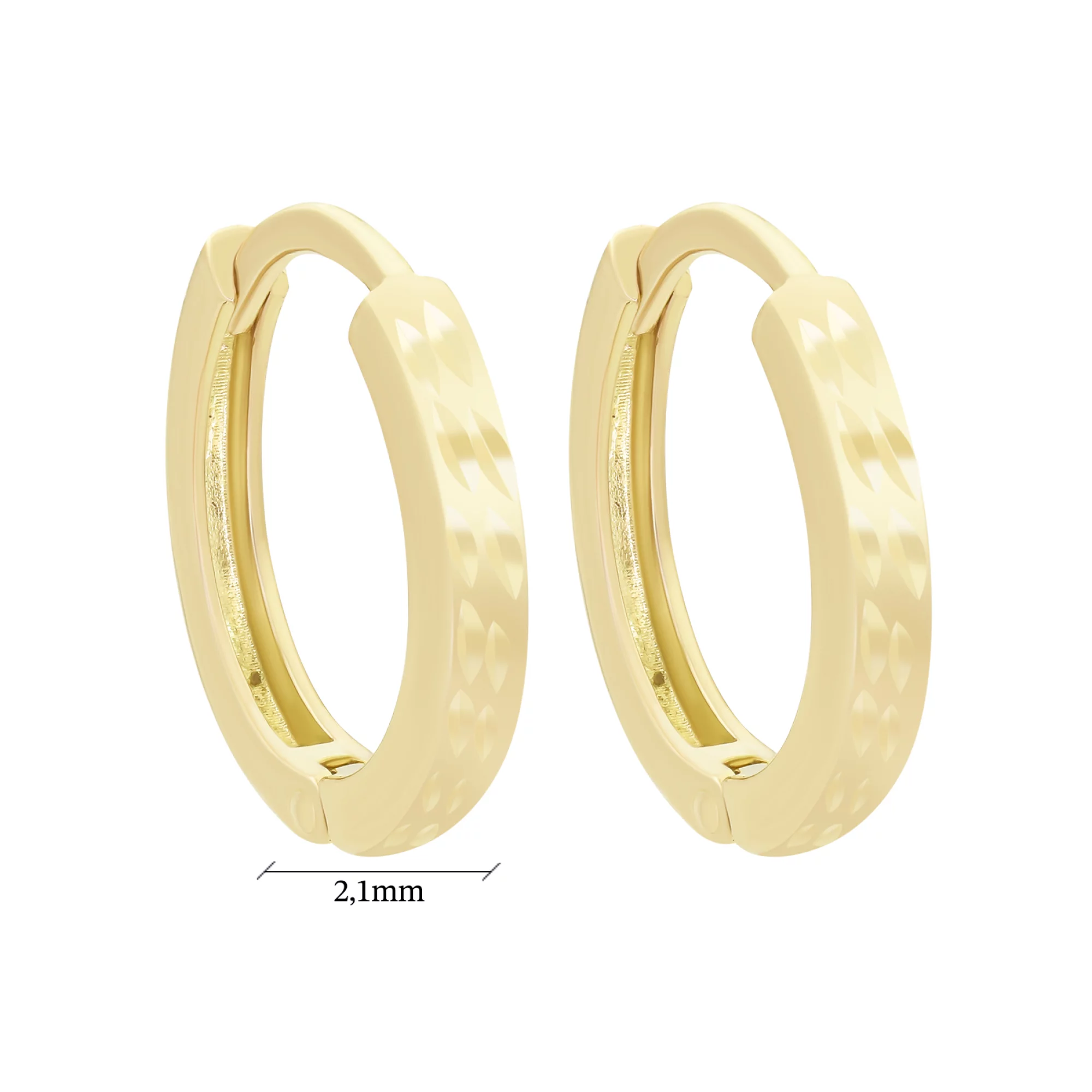 Серьги-кольца с алмазной гранью золотые - 1578877 – изображение 2