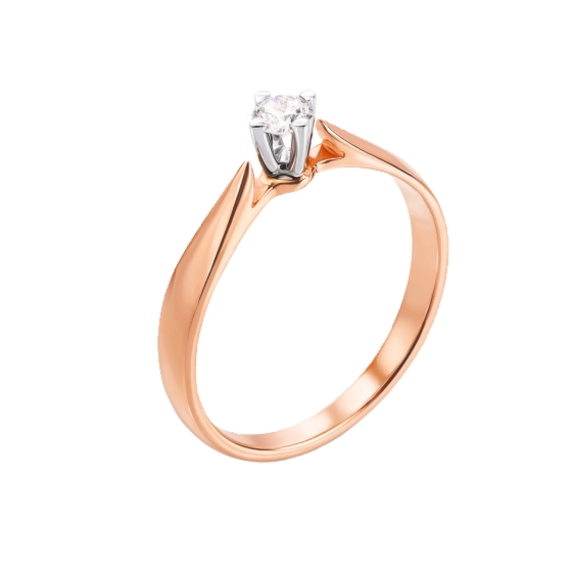 Кольцо с бриллиантом из красного золота - 482584 – изображение 1