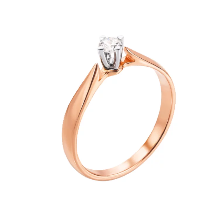 Кольцо с бриллиантом из красного золота. Артикул 53013/3: цена, отзывы, фото – купить в интернет-магазине AURUM
