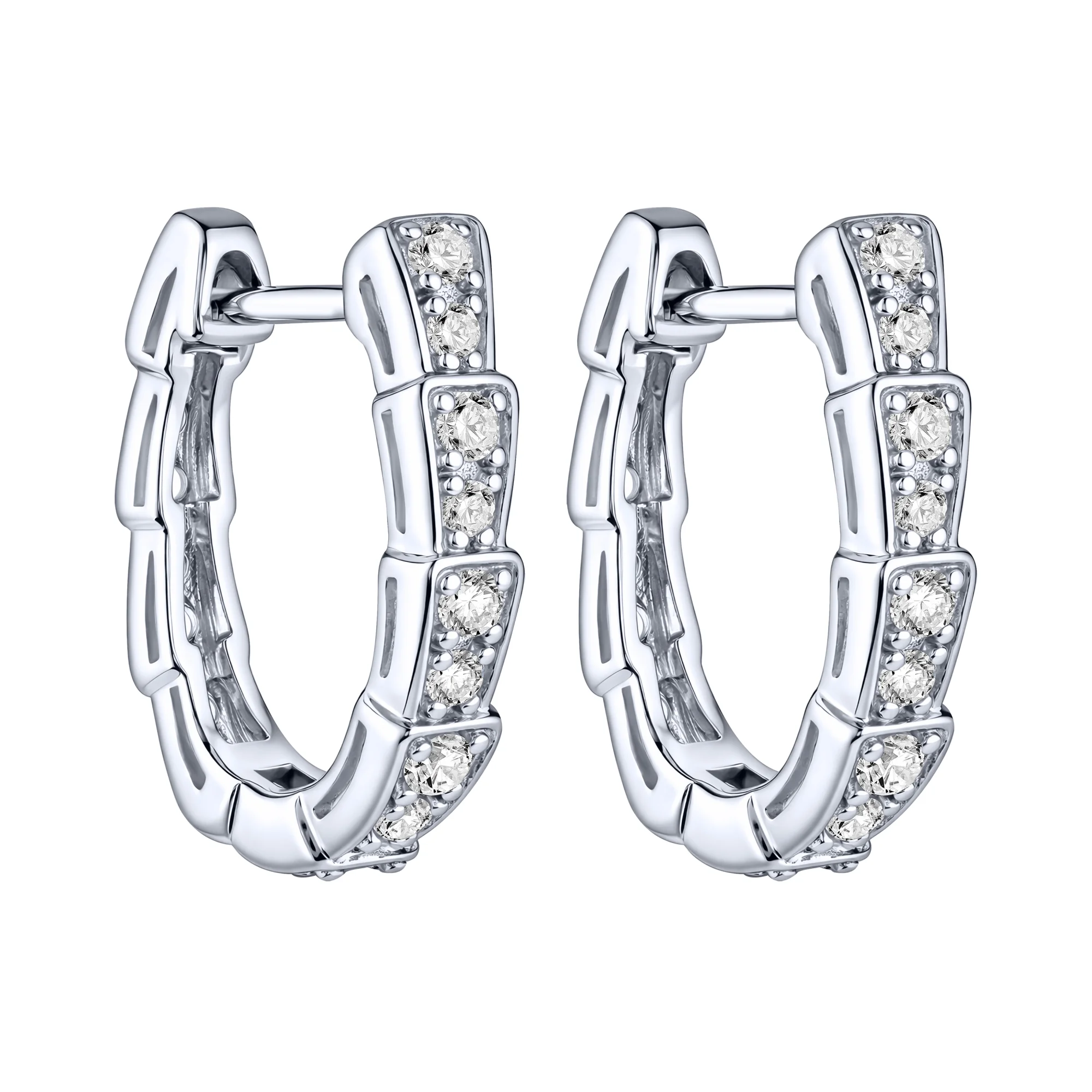Серьги из серебра "Змея" с фианитами  - 2221094 - 1