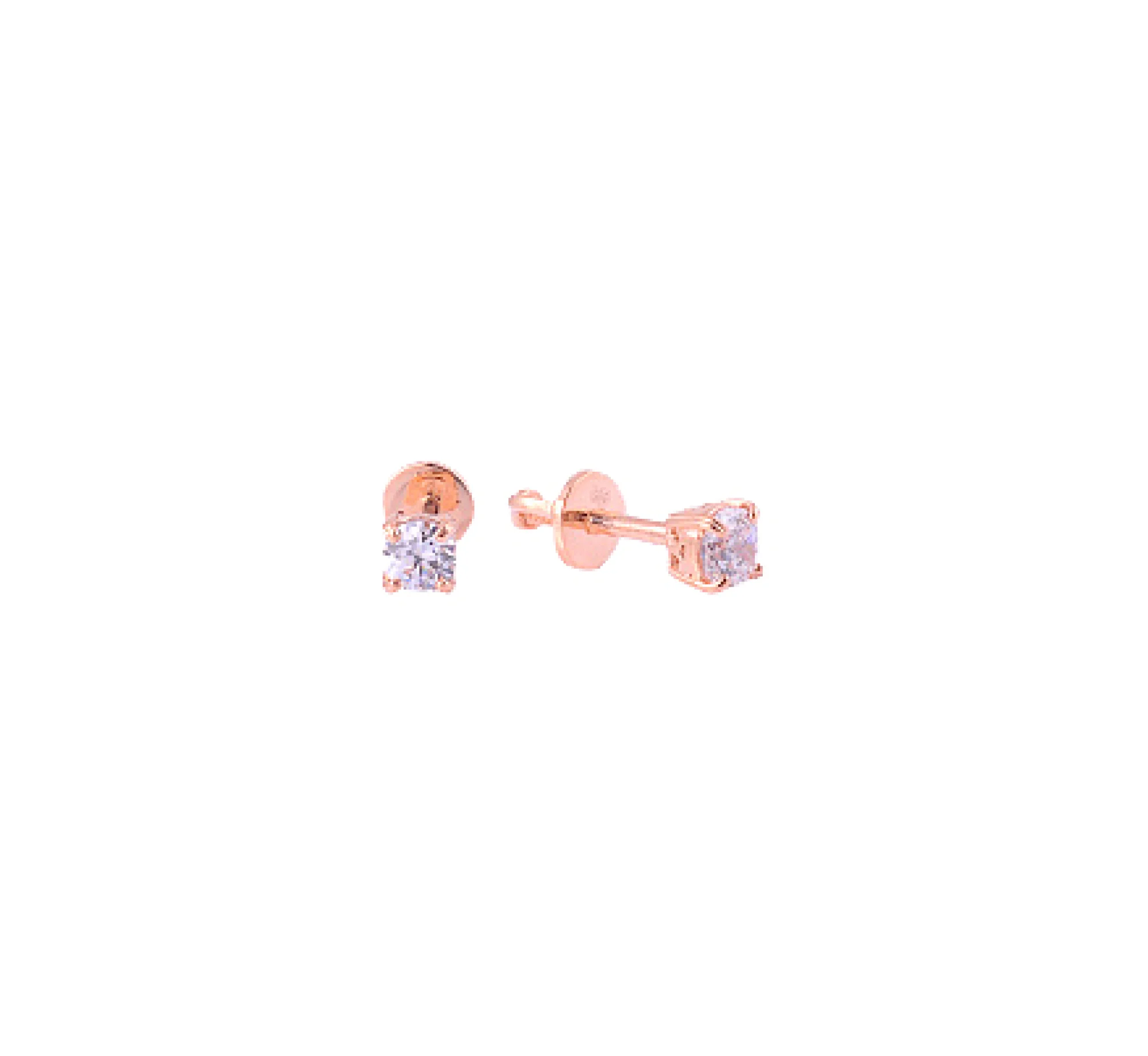 Серьги-гвоздики из красного золота с фианитом - 375196 - 1