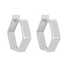 Сережки-кільця з білого золота з гранями - 1583591