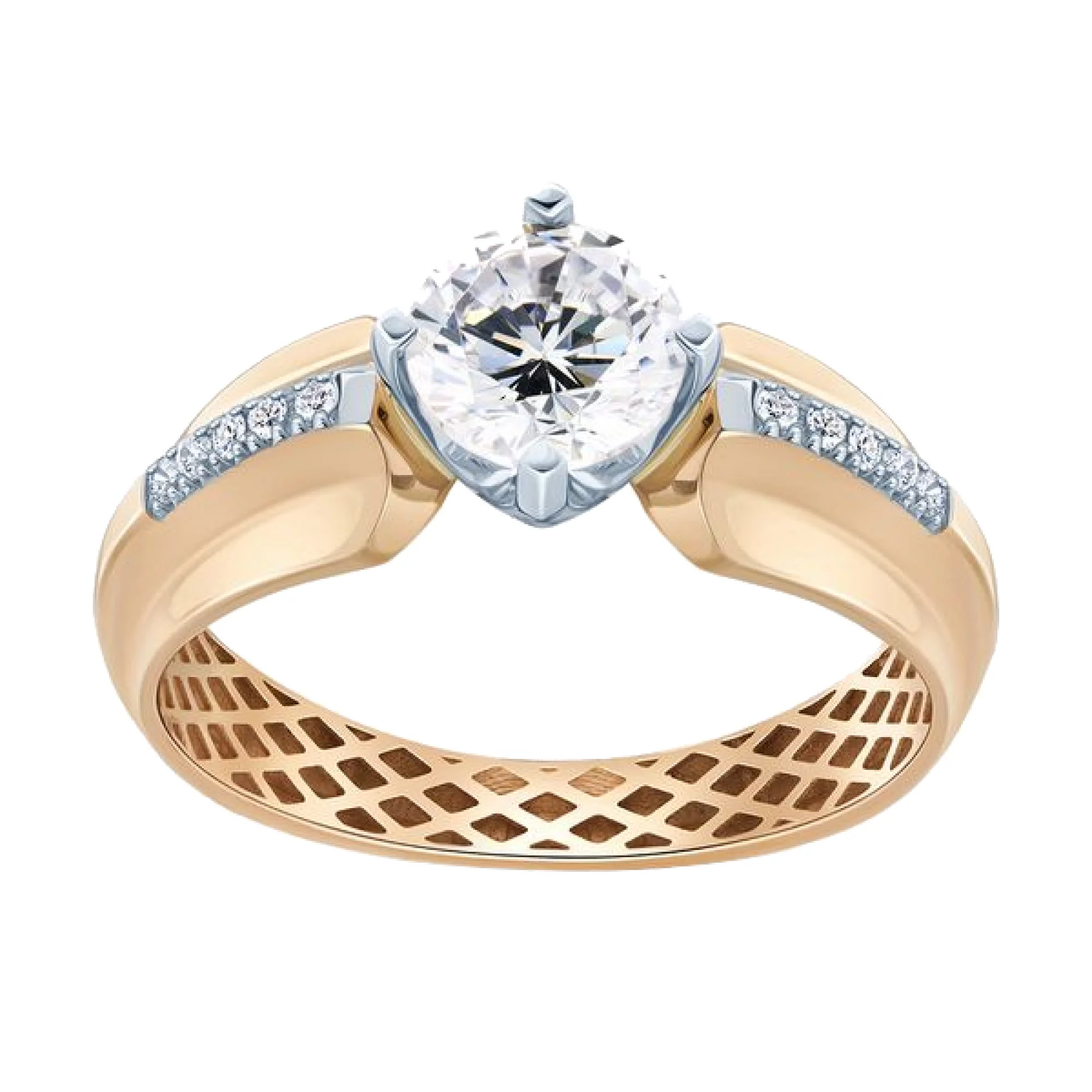 Золотое кольцо с фианитом - 482902 – изображение 2
