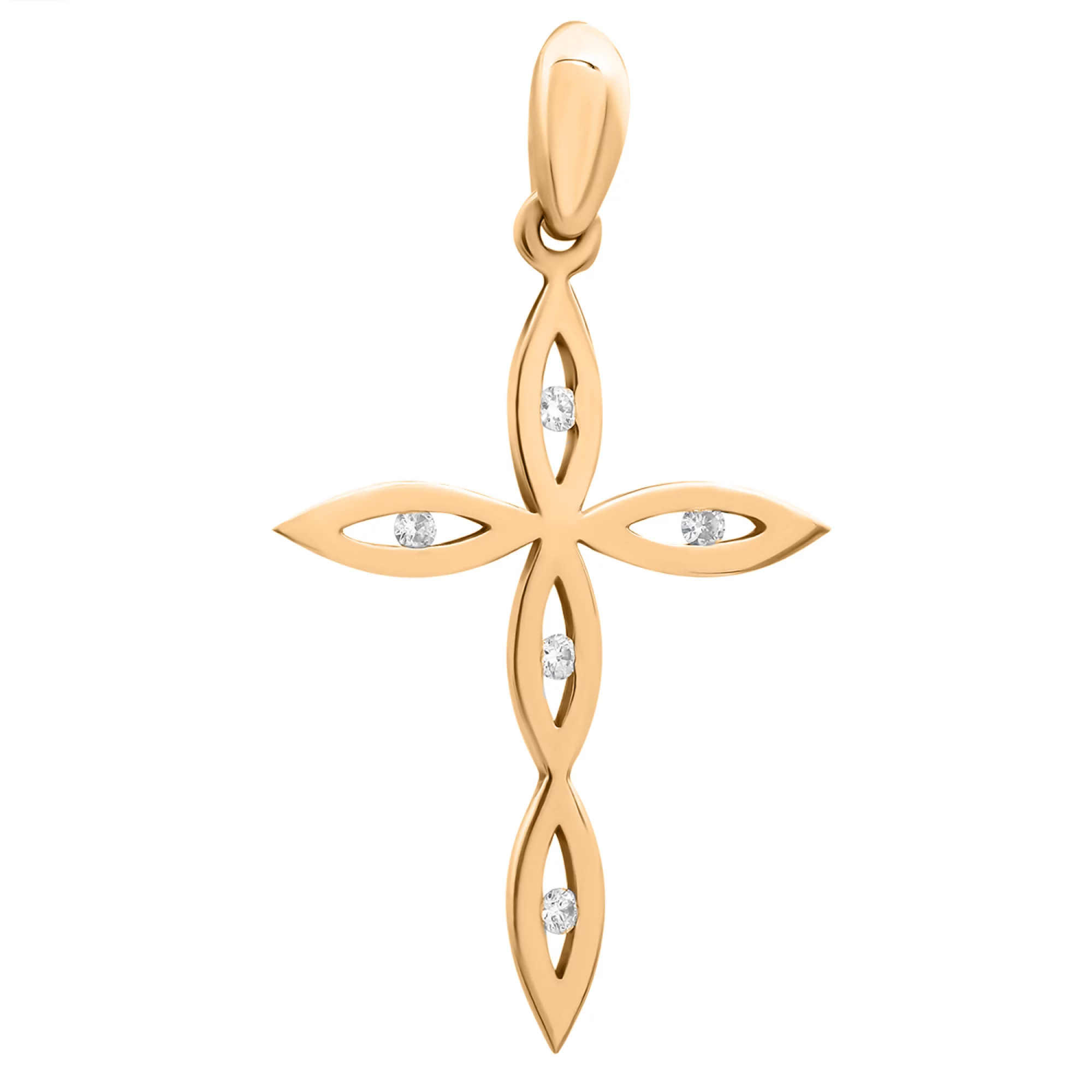Крестик в красном золоте с бриллиантами - 1706419 – изображение 1