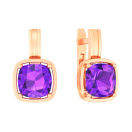 Сережки из красного золота с аметистом - 963395