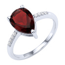 Серебряное кольцо с гранатом и фианитами - 2286802
