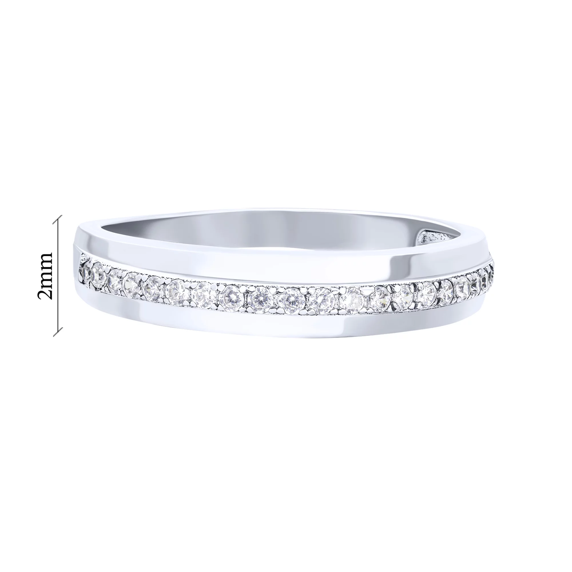 Кольцо серебряное с дорожкой фианитов - 1611531 – изображение 3