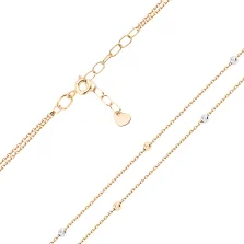 Подвійне кольє в комбінованому золоті з кульками якірне плетіння - 1823890