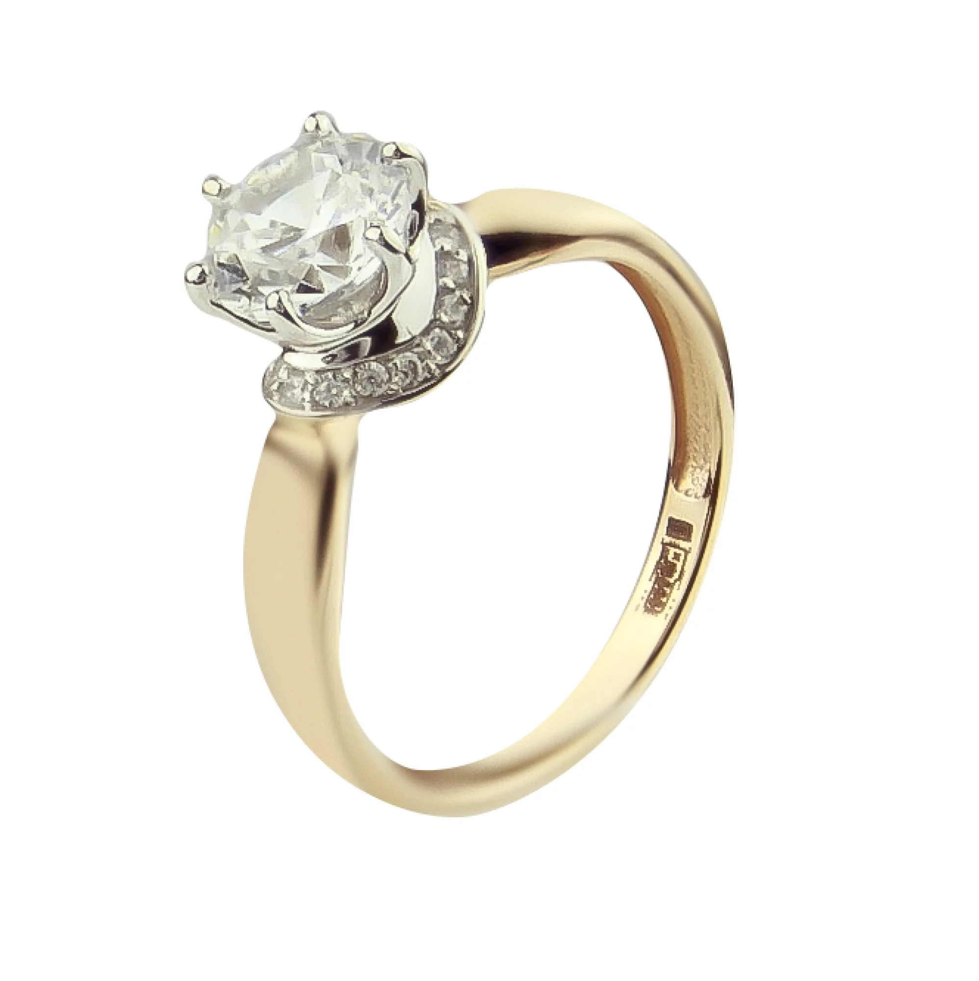 Золотое кольцо с фианитами - 482928 – изображение 1