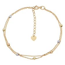 Браслет з комбінованого золота з кульками з якірним плетінням - 890883