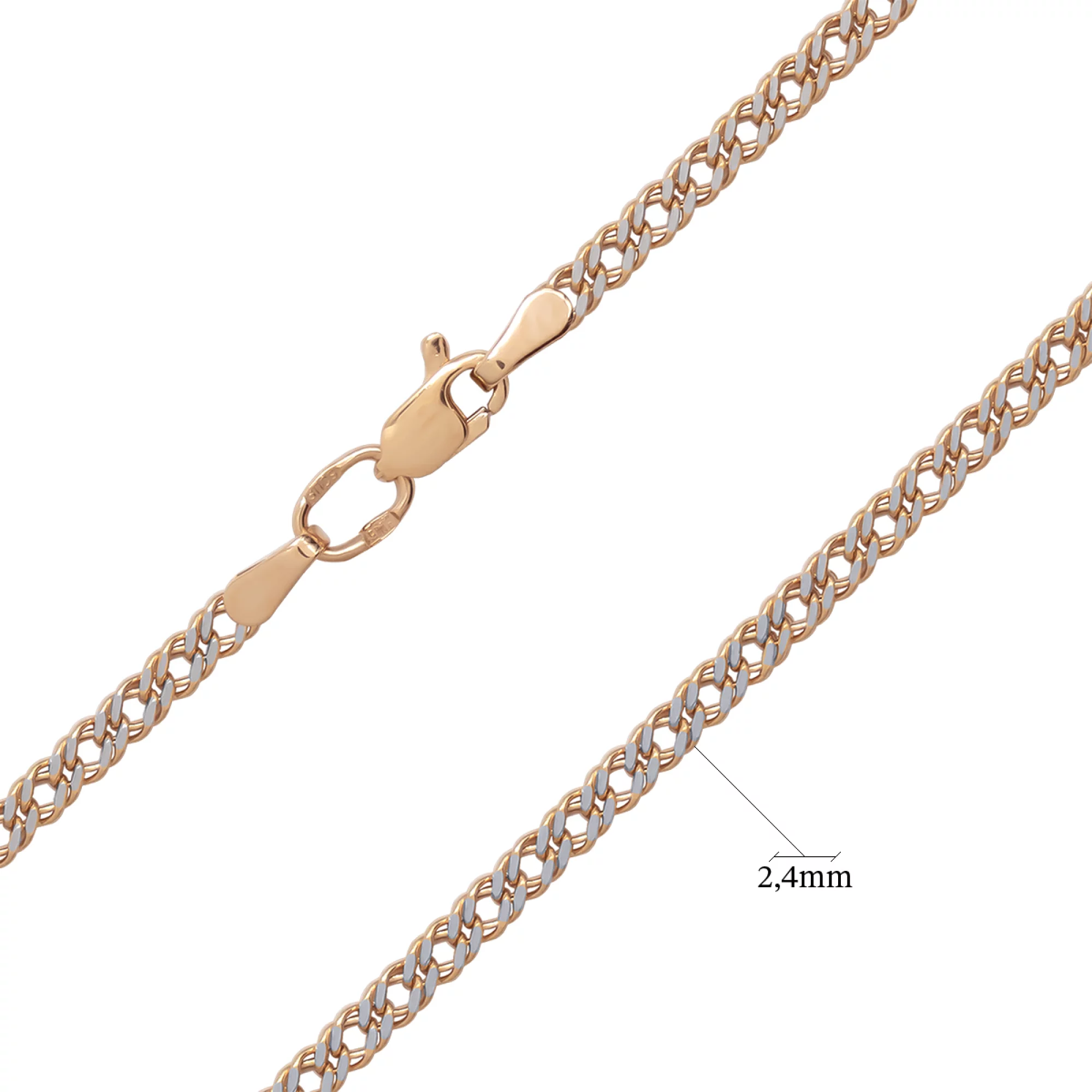 Ланцюг з комбінованого золота плетіння рембо - 960930 – зображення 3