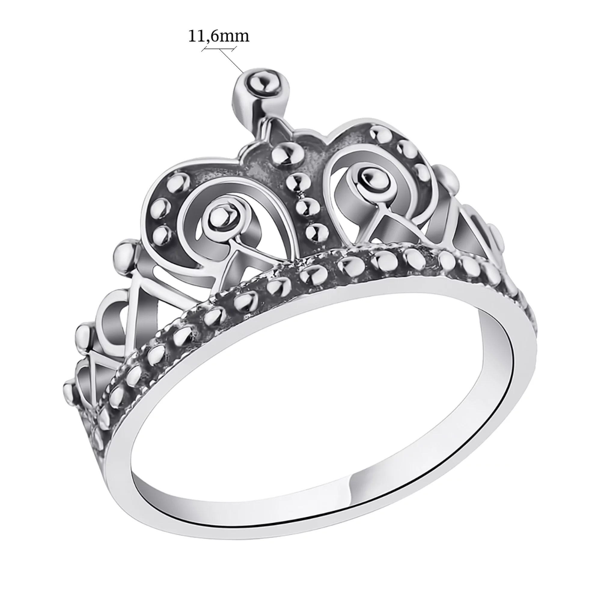 Серебряное кольцо "Корона" - 1306467 – изображение 2