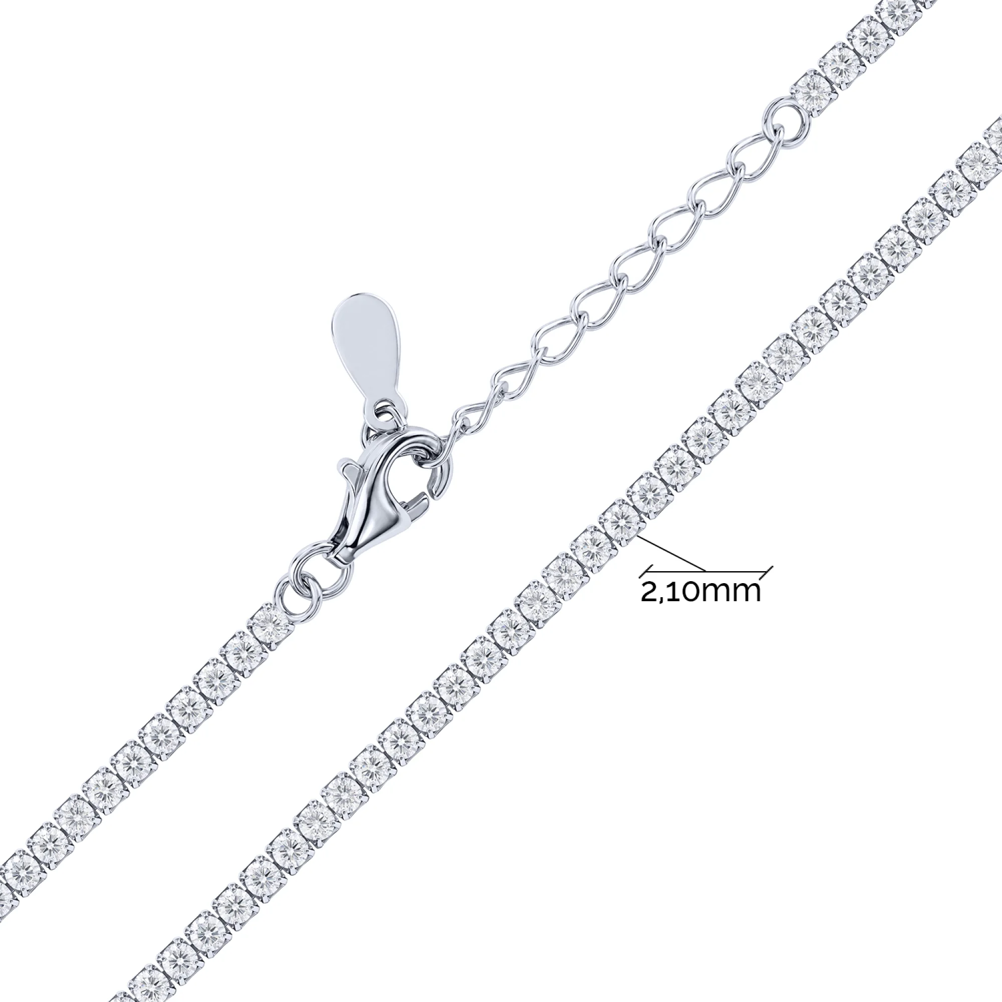 Серебряный теннисный браслет с фианитами - 2166988 - 3
